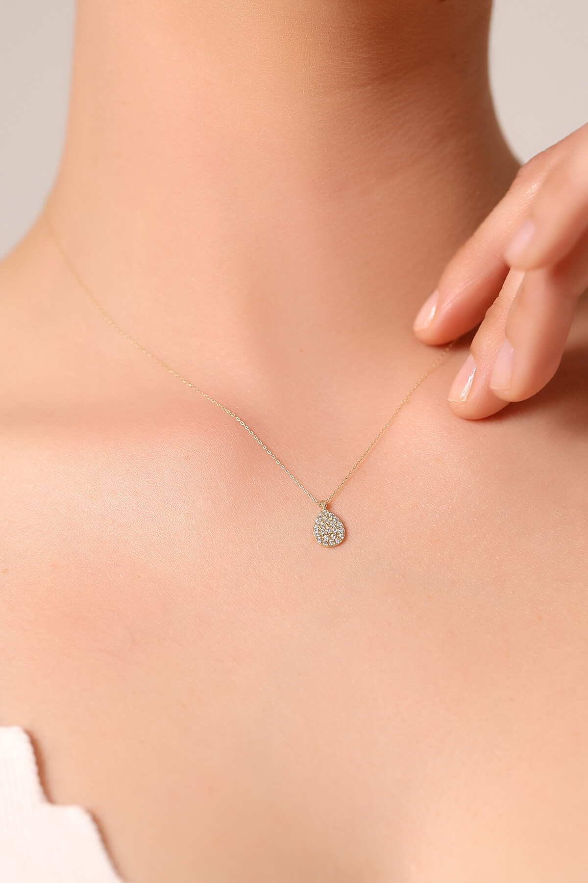 14 Ayar Altın Damla Kolye