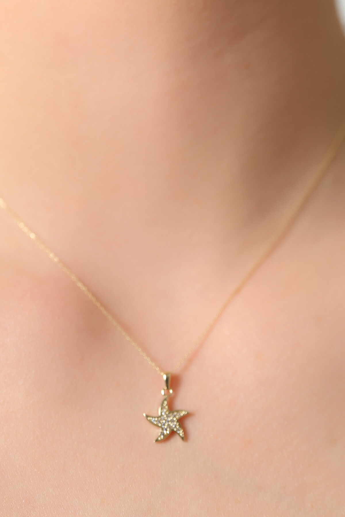 14 Ayar Altın Deniz Yıldızı Kolye