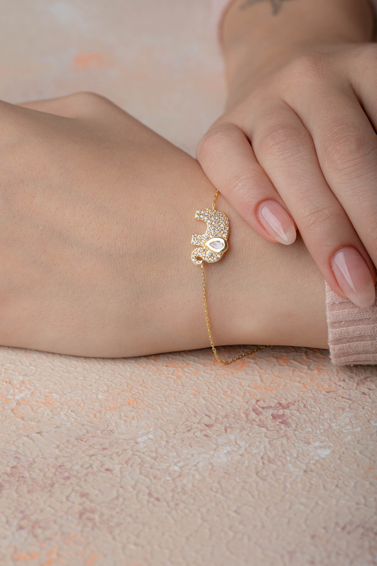 14 Ayar Altın Fil Bileklik