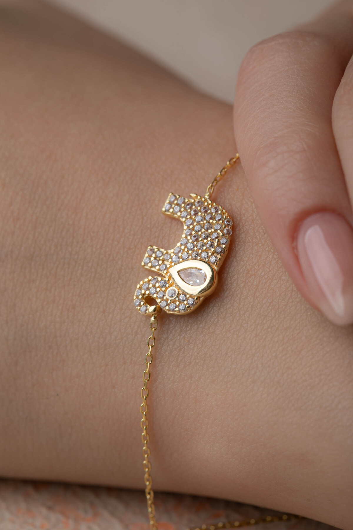 14 Ayar Altın Fil Bileklik