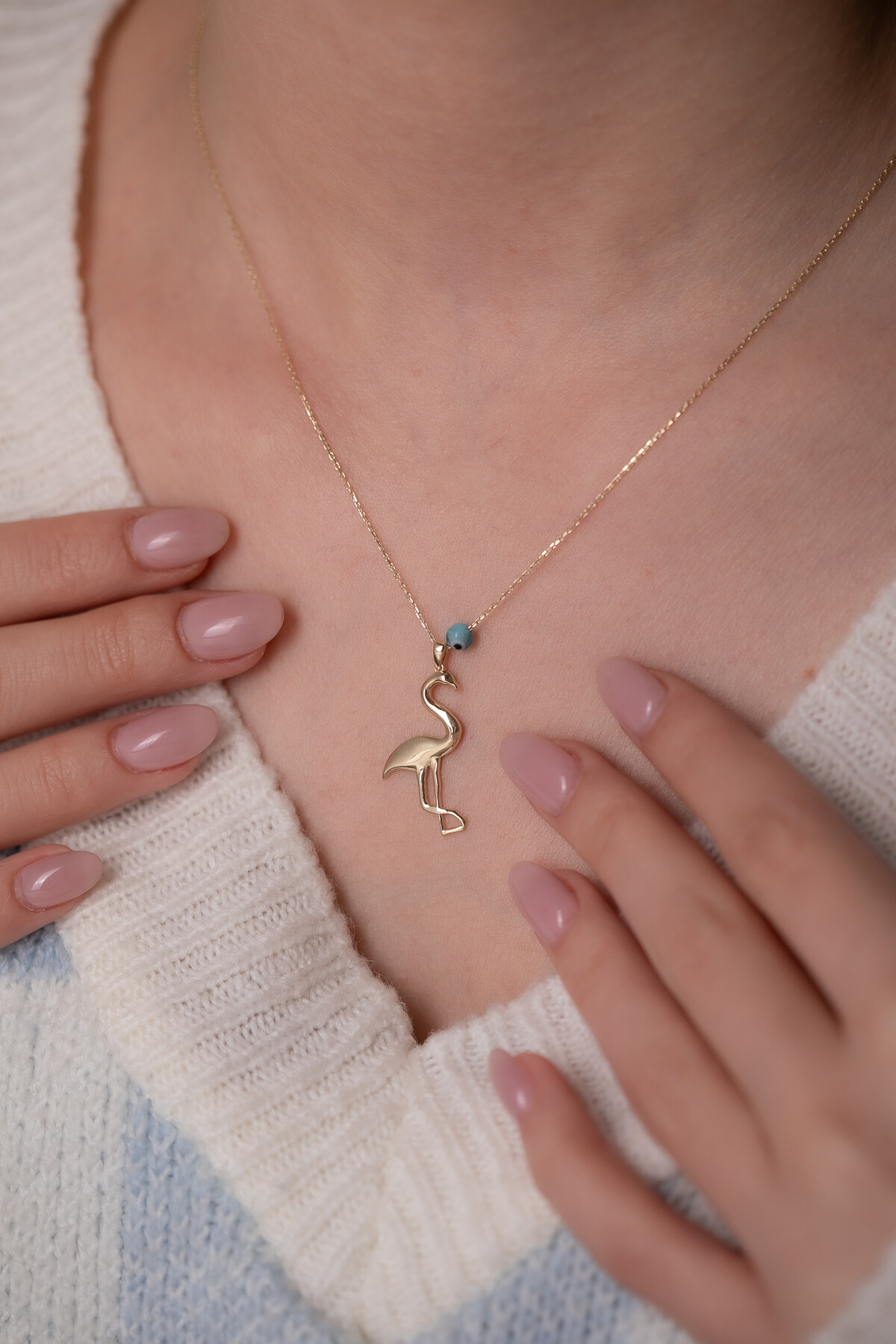 14 Ayar Altın Flamingo Kolye