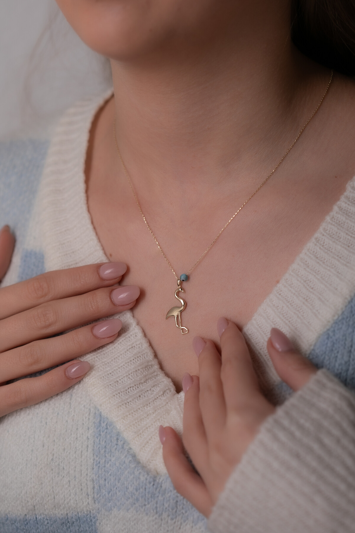 14 Ayar Altın Flamingo Kolye