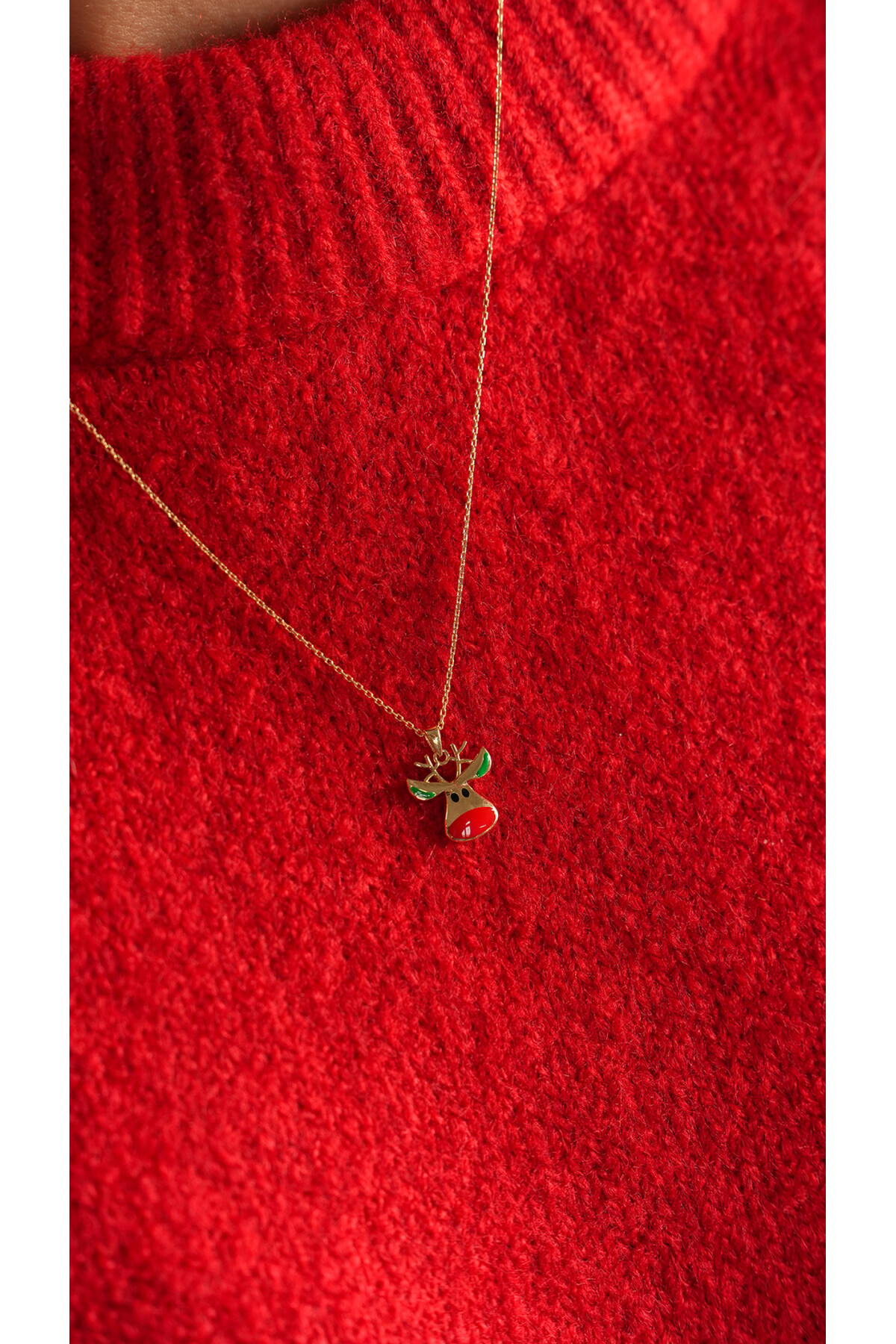 14 Ayar Altın Geyik Kolye