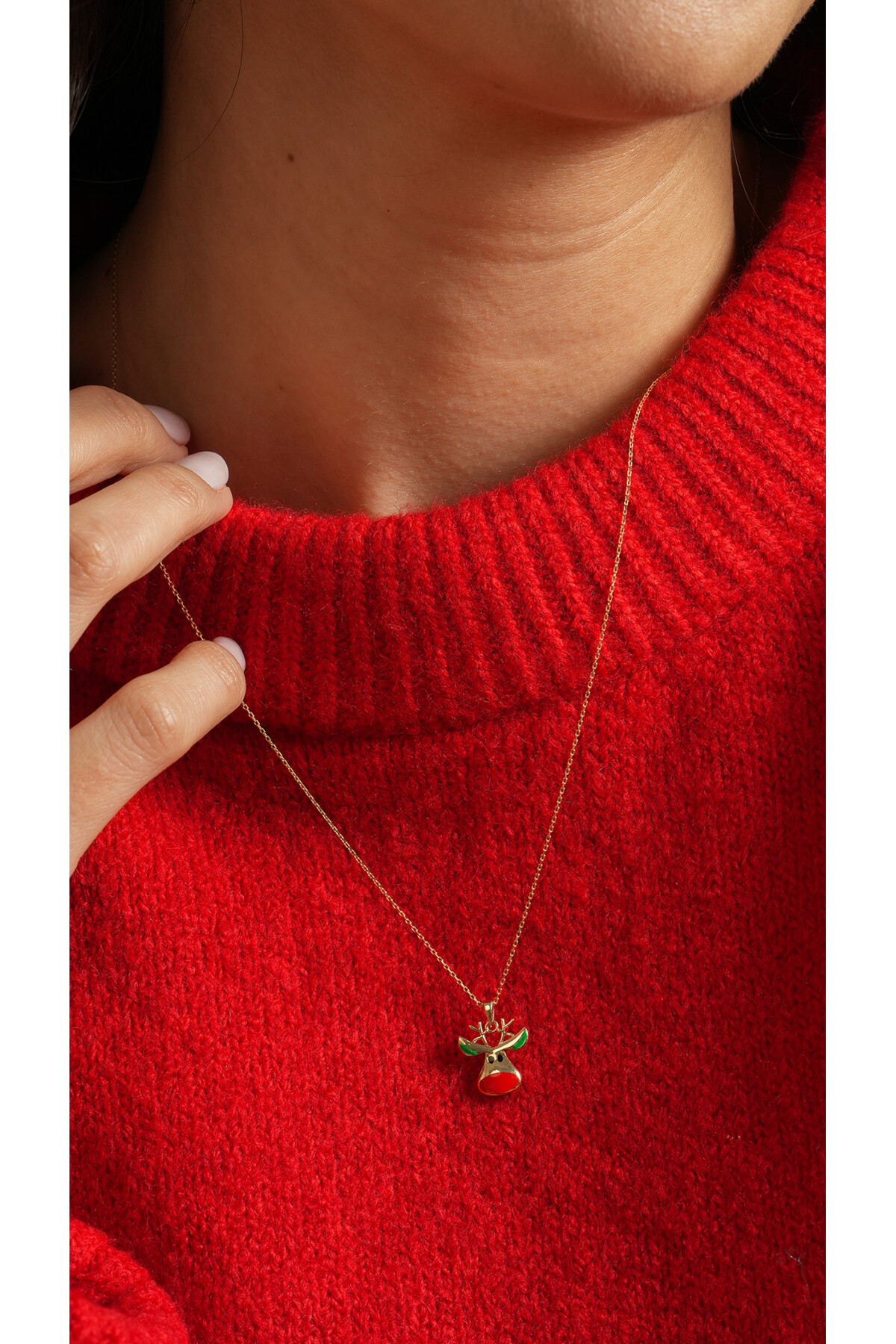 14 Ayar Altın Geyik Kolye