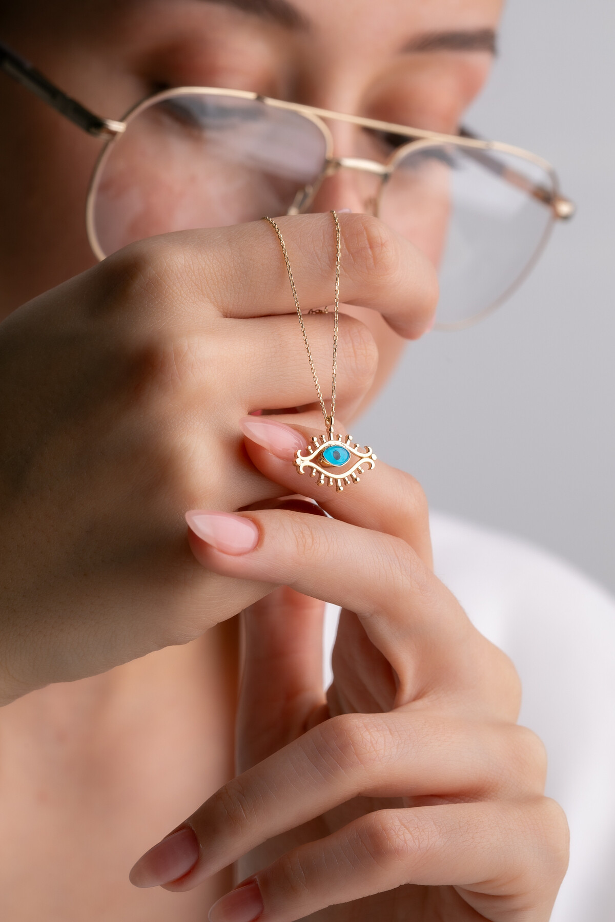 14 Ayar Altın Göz Kolye