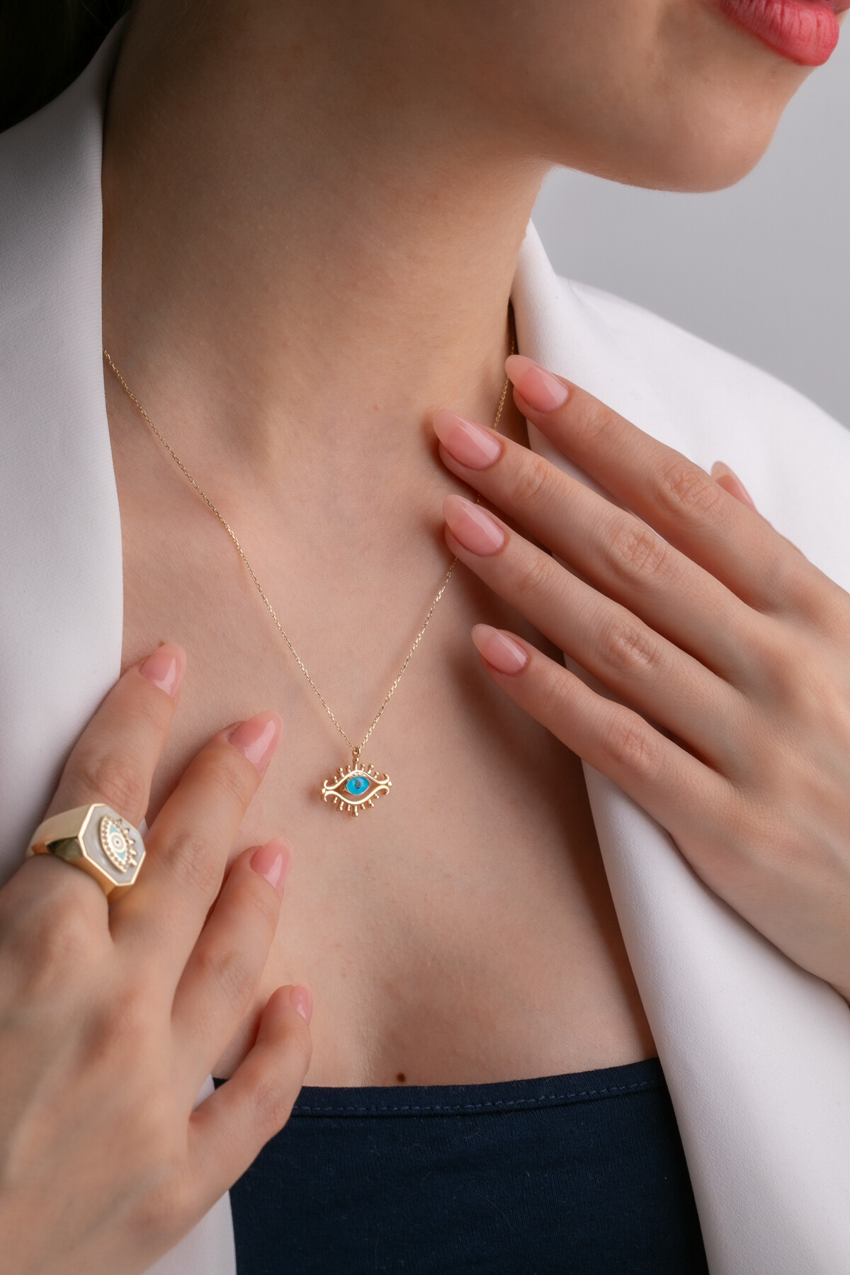 14 Ayar Altın Göz Kolye