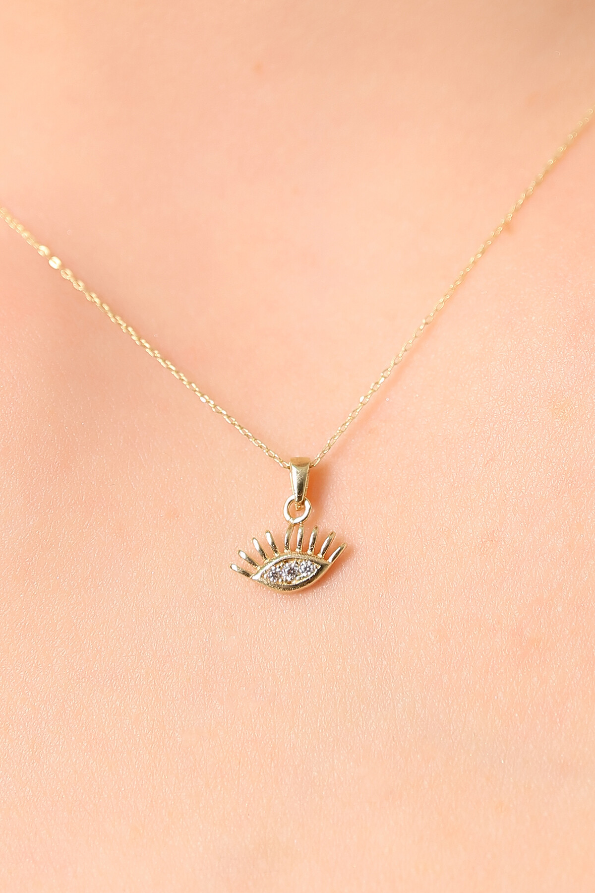 14 Ayar Altın Göz Kolye