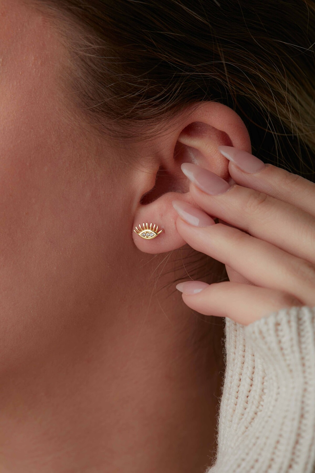 14 Ayar Altın Göz Küpe