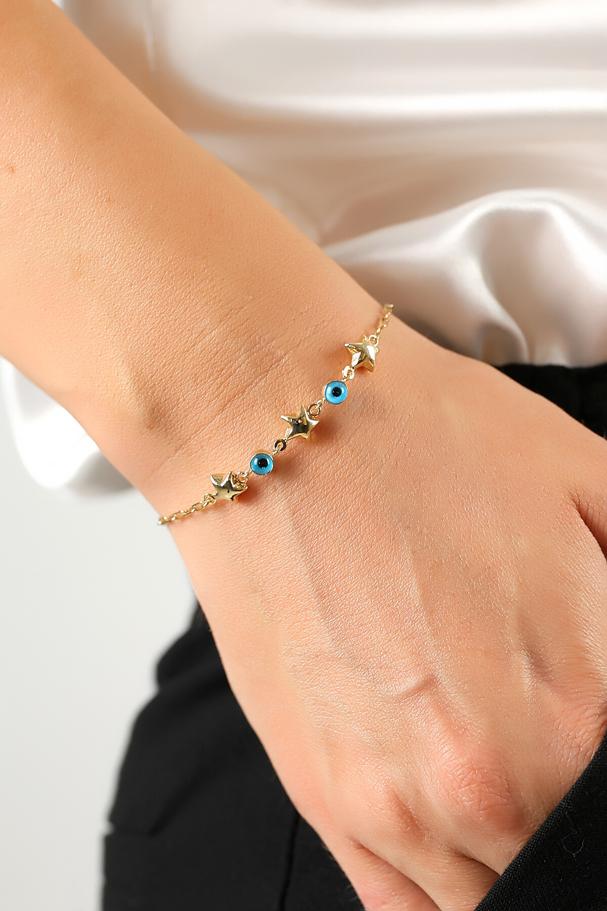 14 Ayar Altın Gözlü Yıldız Bileklik