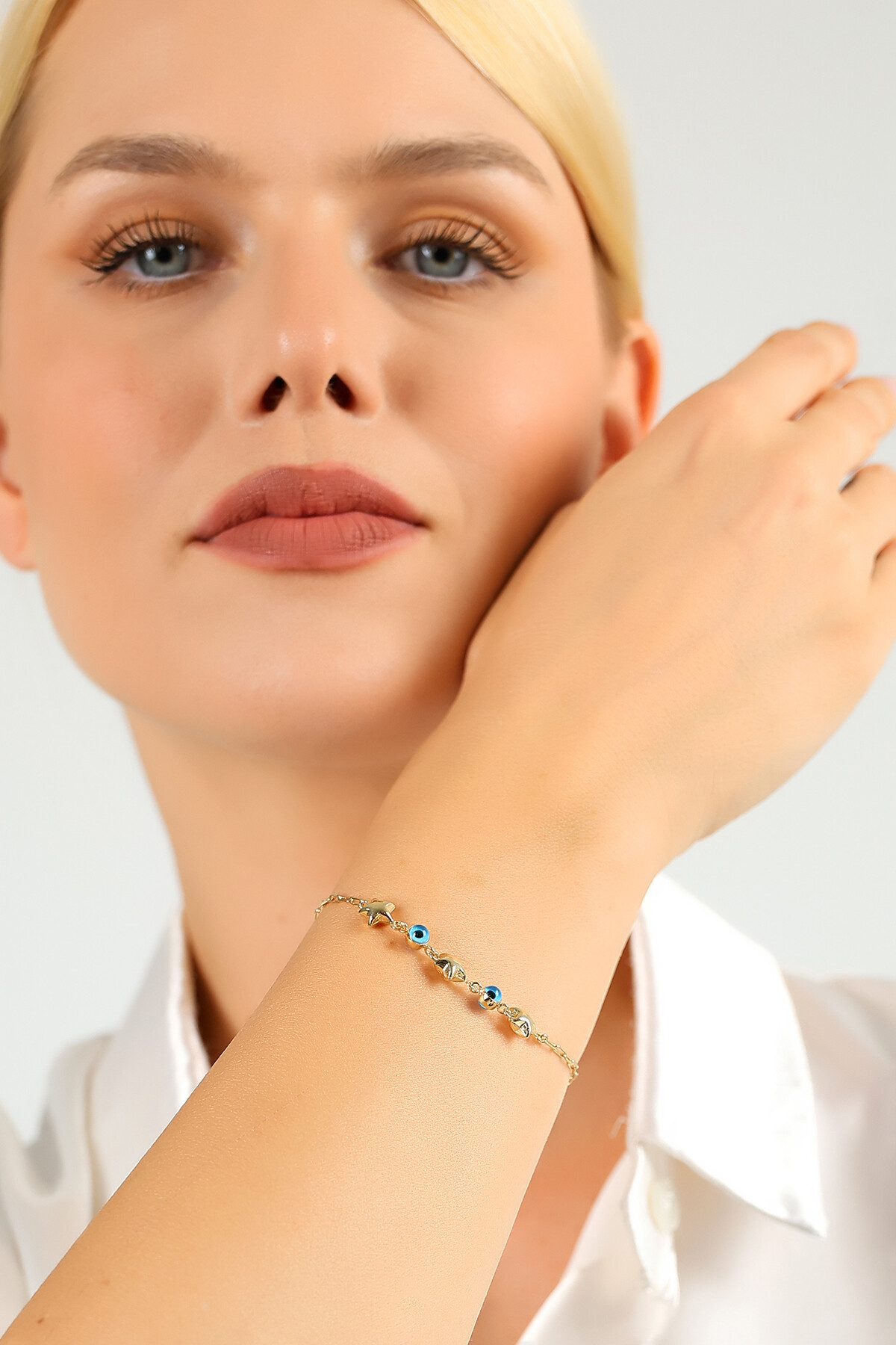 14 Ayar Altın Gözlü Yıldız Bileklik