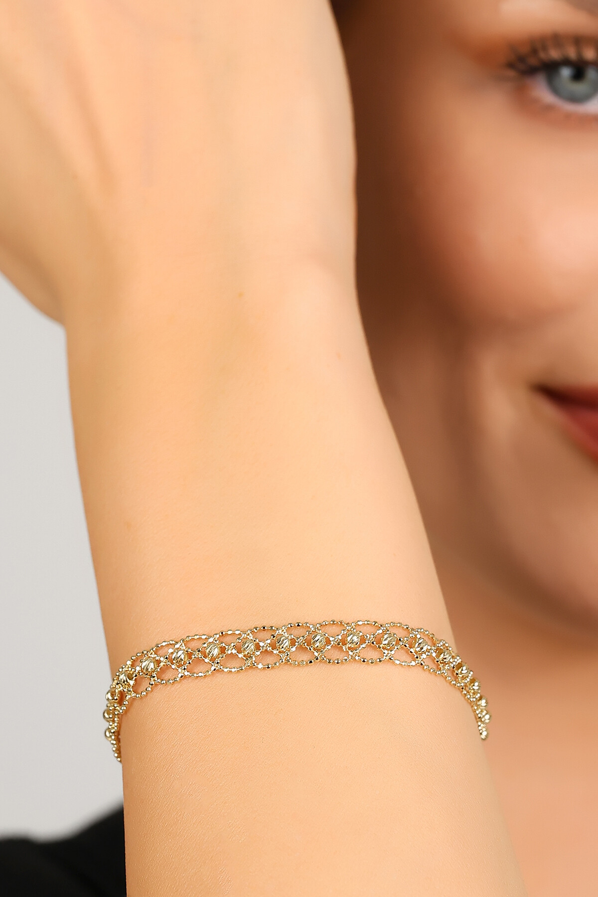 14 Ayar Altın Halkalı Örgü Bileklik