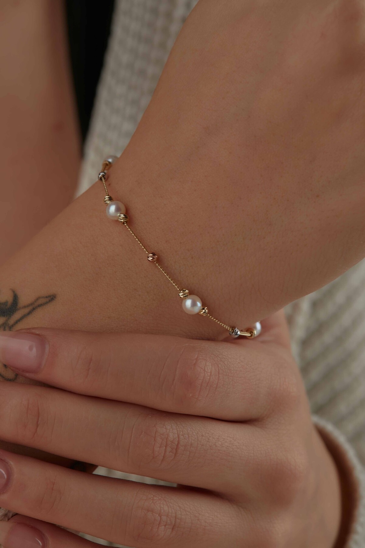 14 Ayar Altın İnci Bileklik