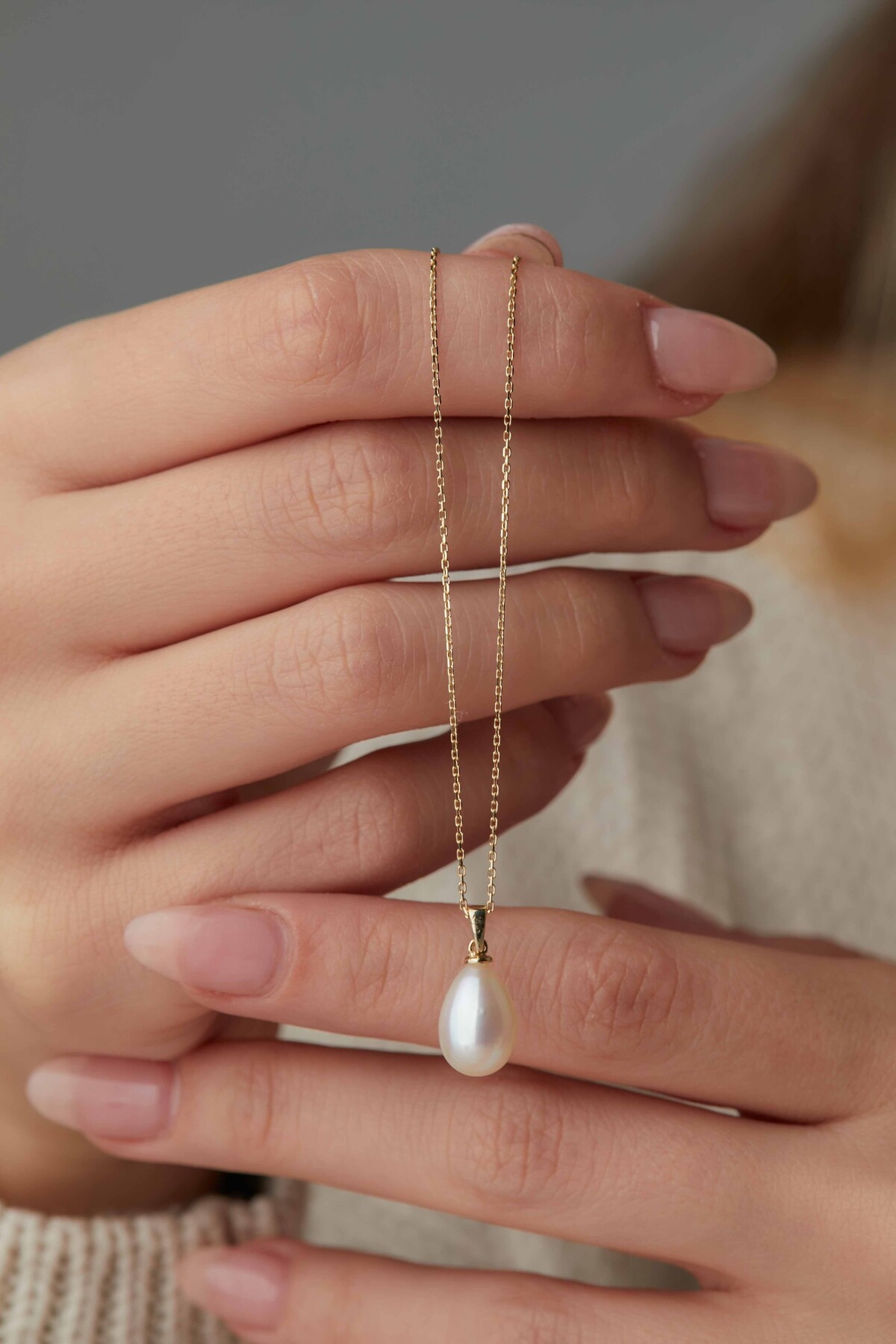 14 Ayar Altın İnci Kolye