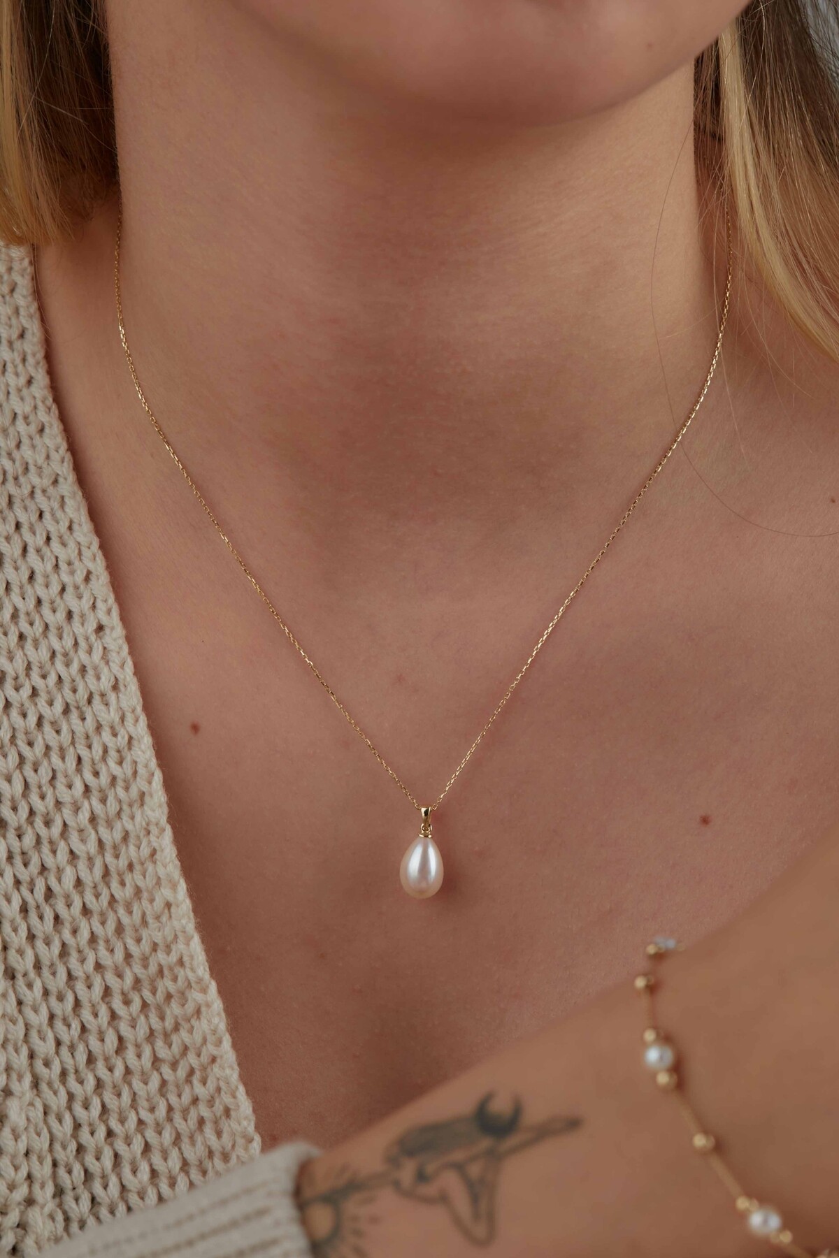 14 Ayar Altın İnci Kolye