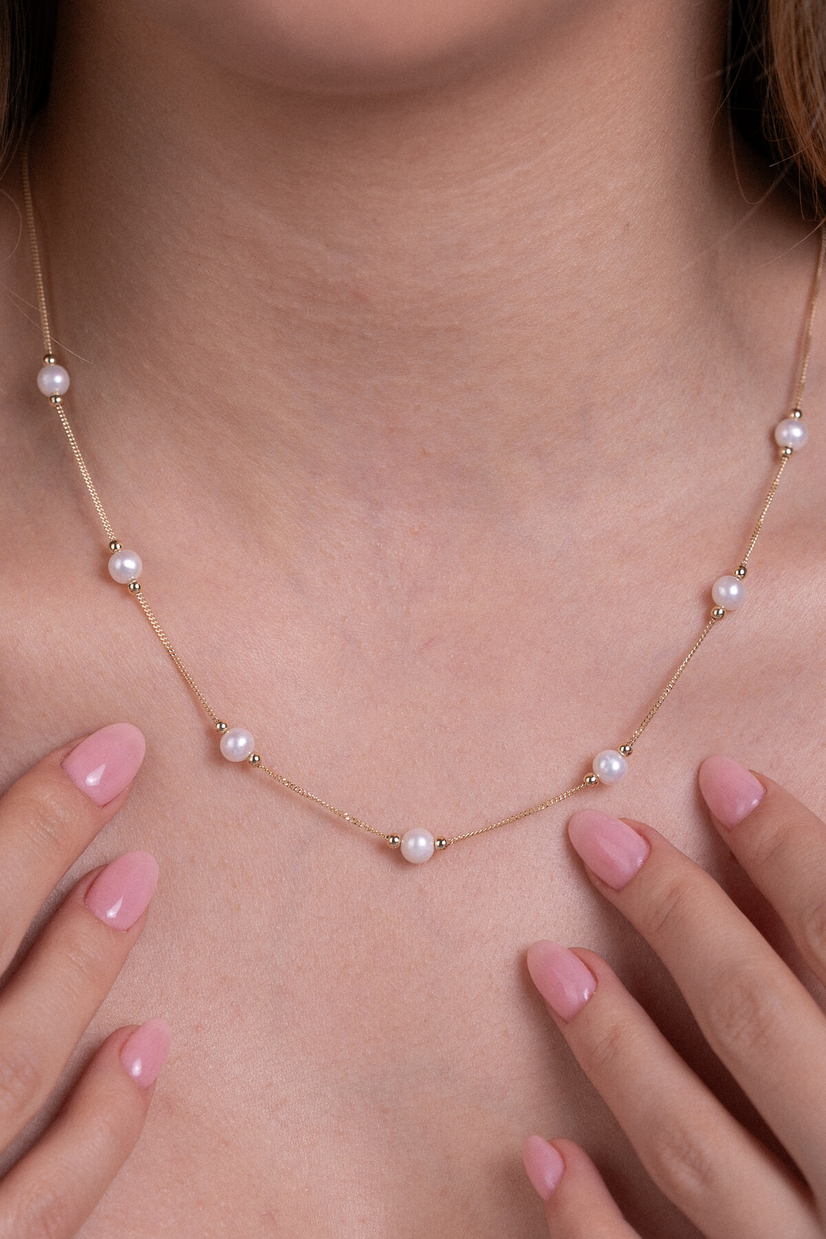 14 Ayar Altın İnci Kolye