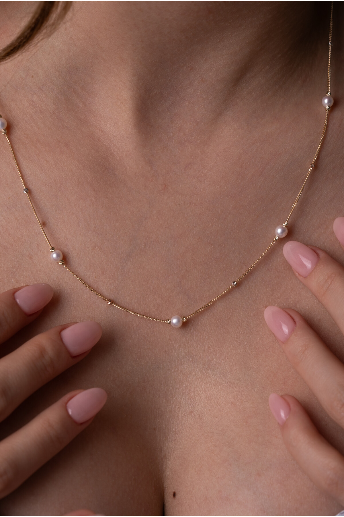 14 Ayar Altın İnci Kolye