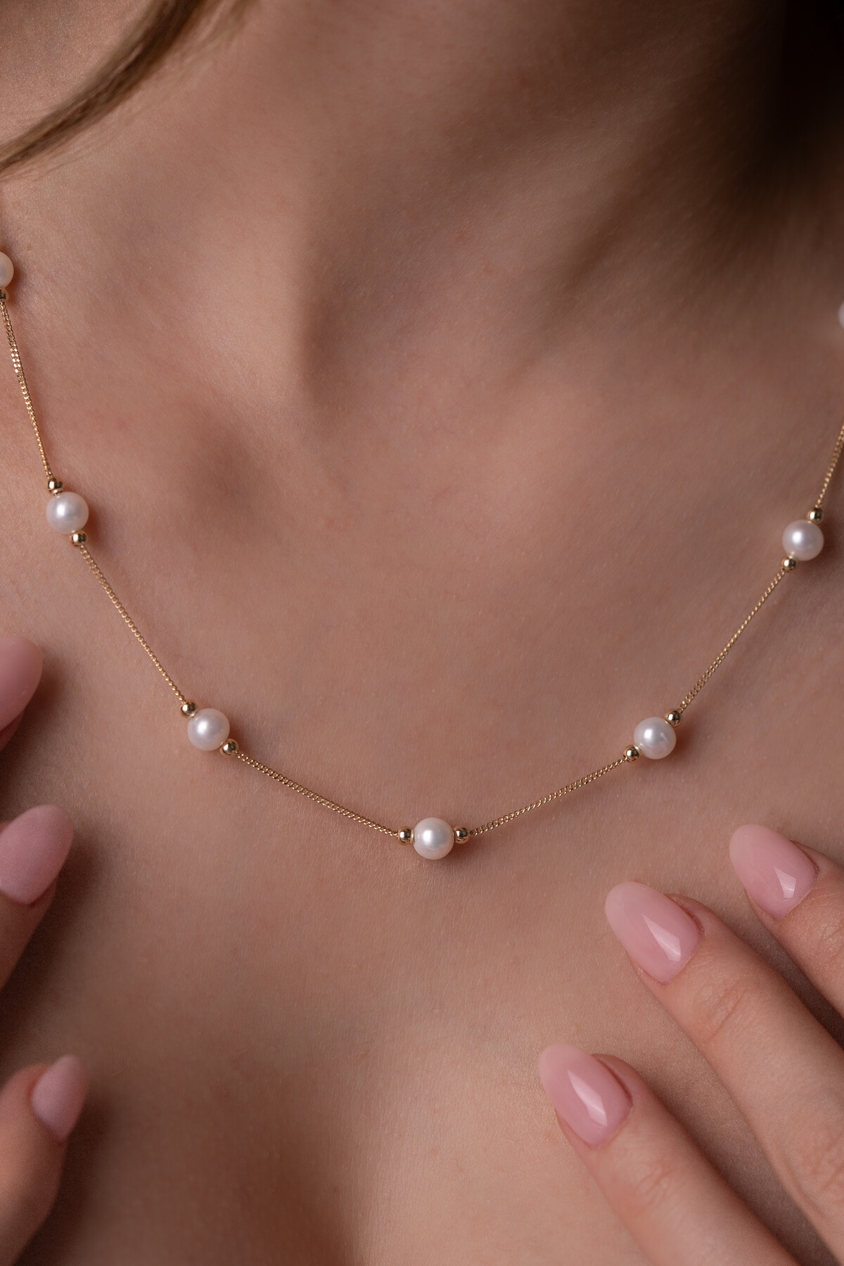 14 Ayar Altın İnci Kolye