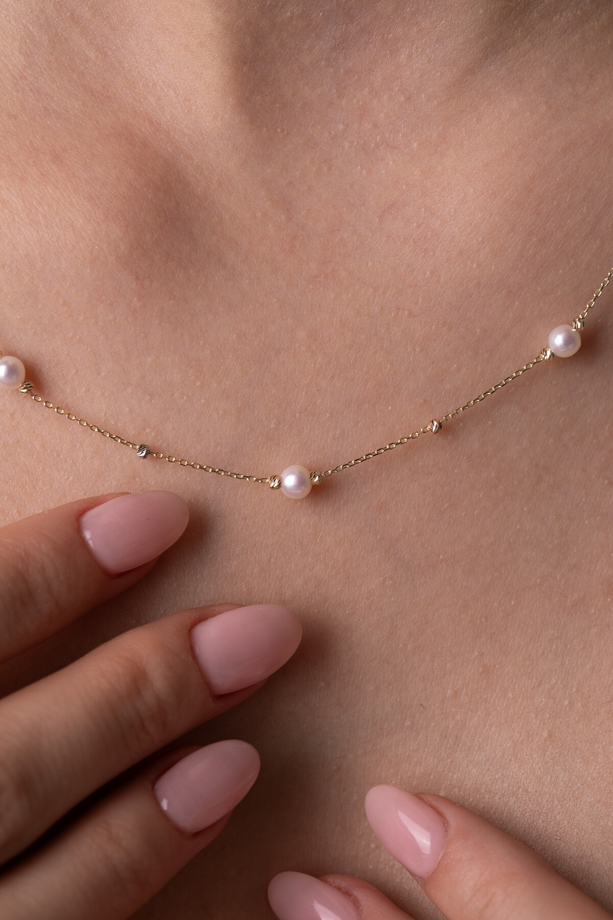 14 Ayar Altın İnci Kolye