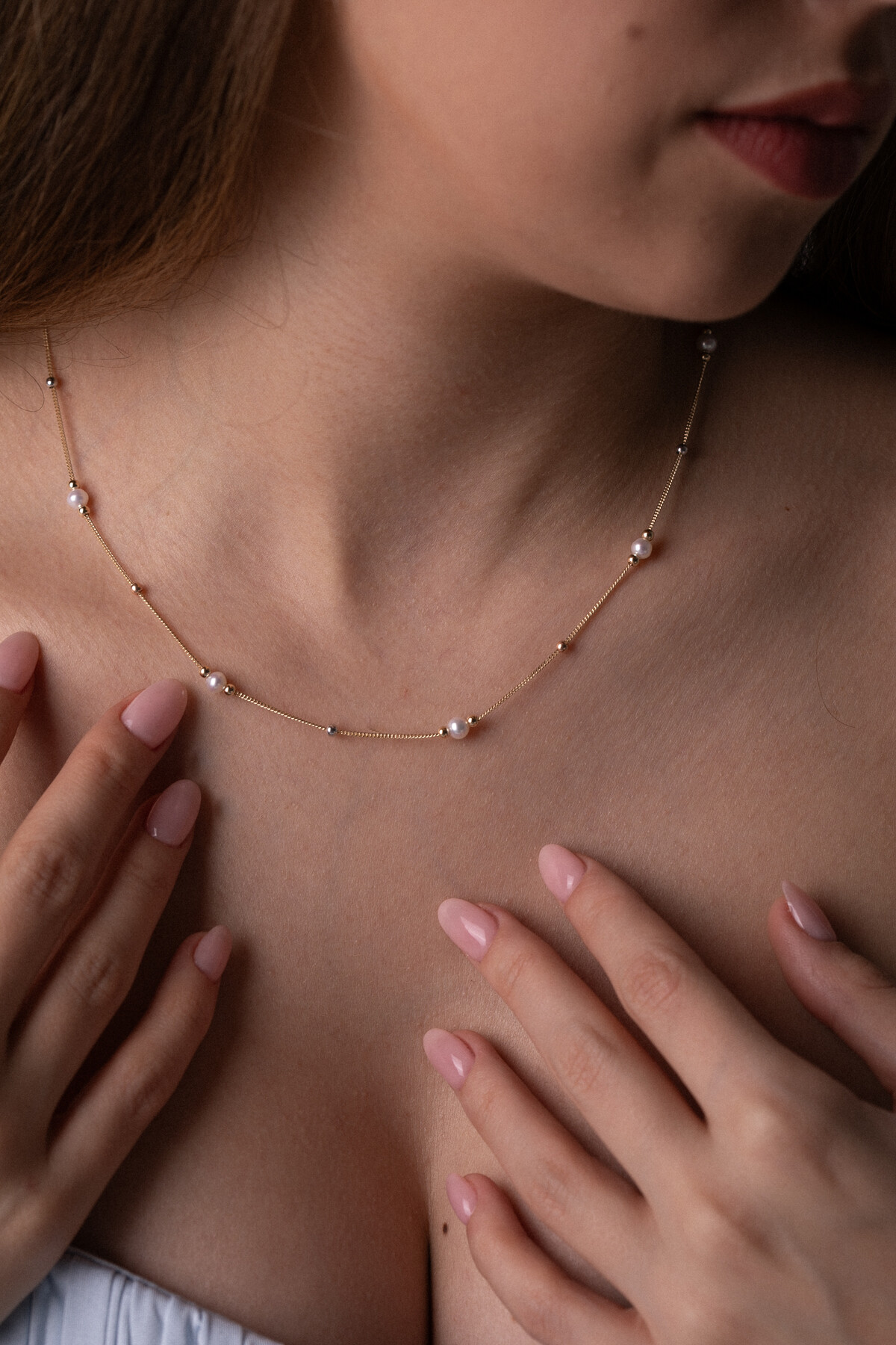 14 Ayar Altın İnci Kolye