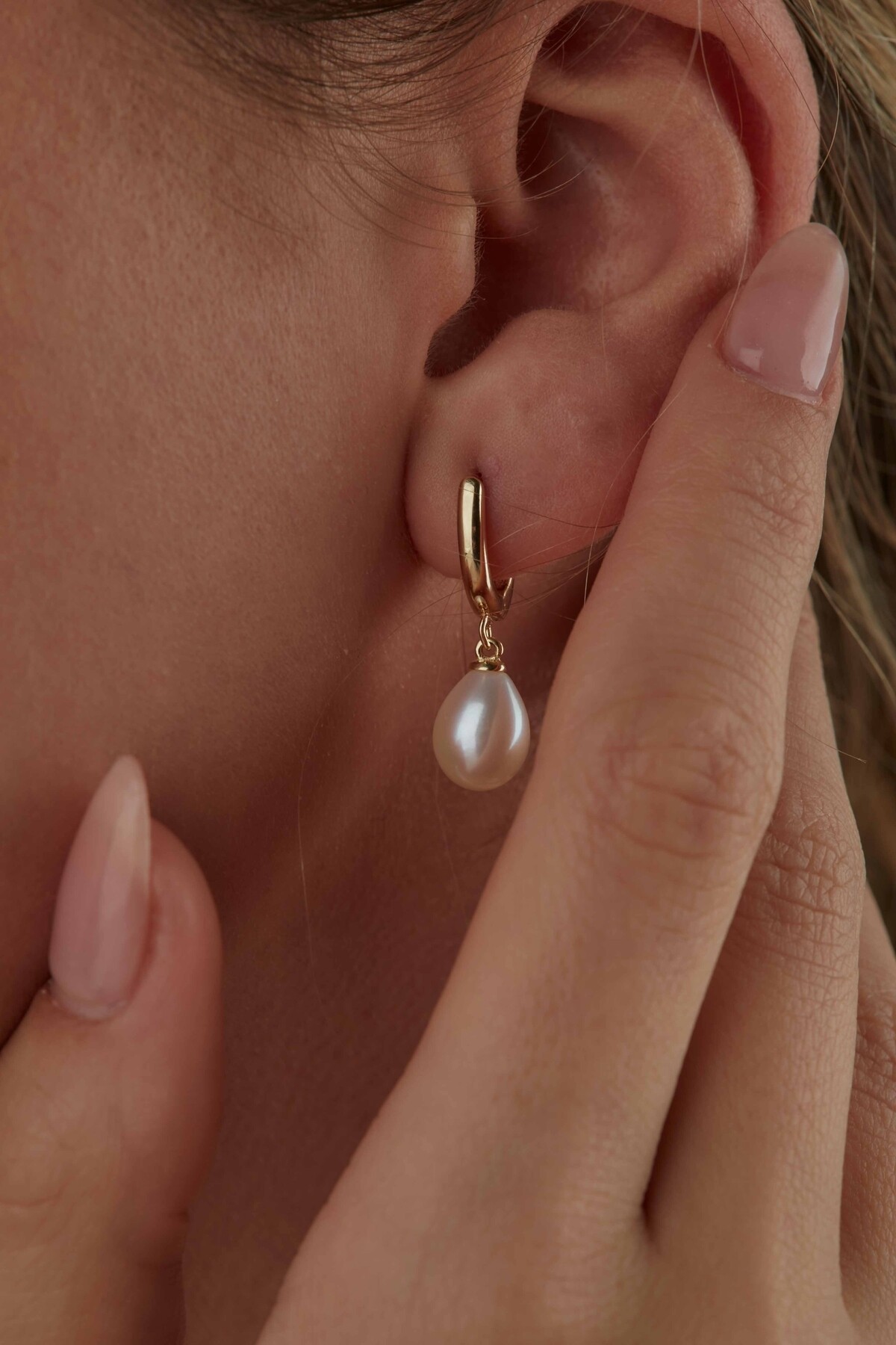 14 Ayar Altın İnci Küpe