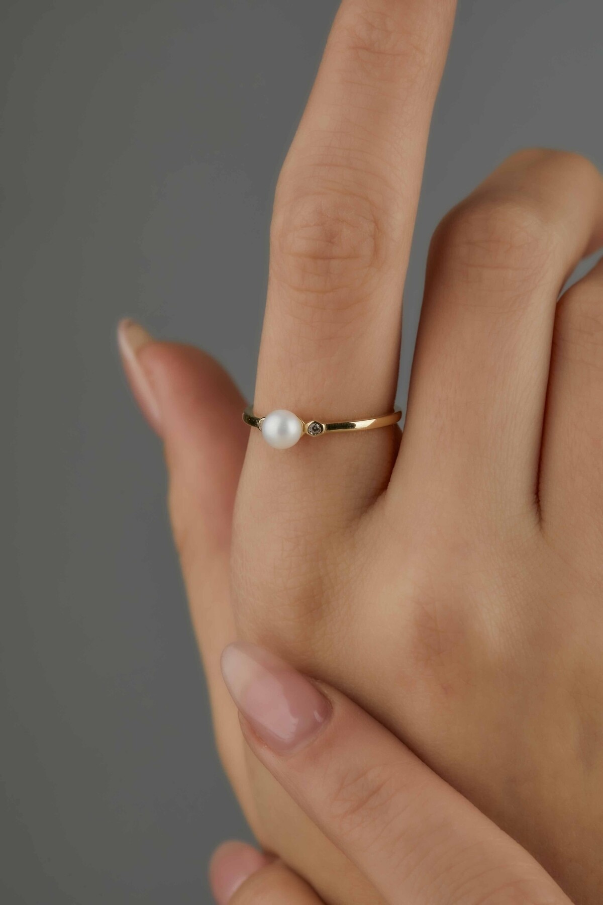 14 Ayar Altın İnci Yüzük