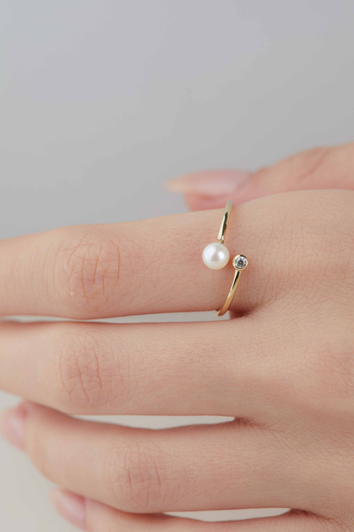 14 Ayar Altın İnci Yüzük