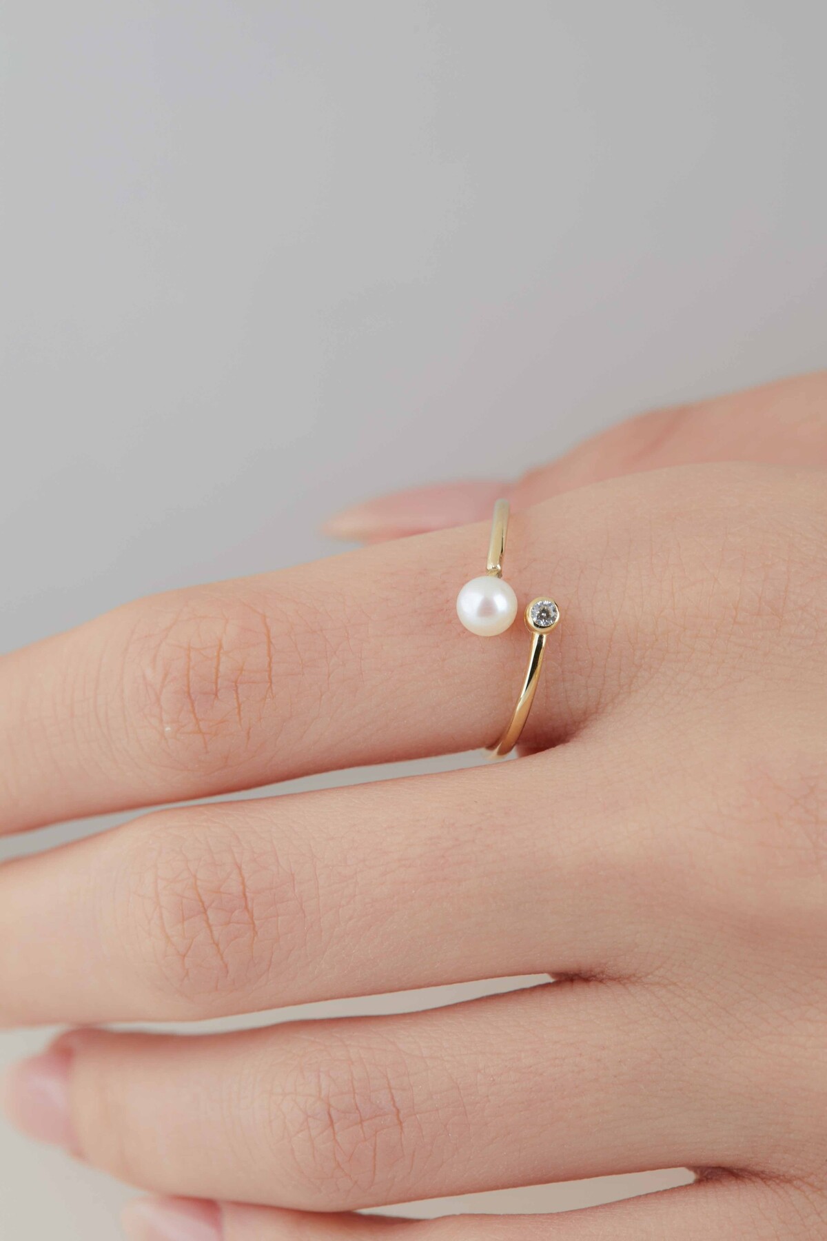 14 Ayar Altın İnci Yüzük