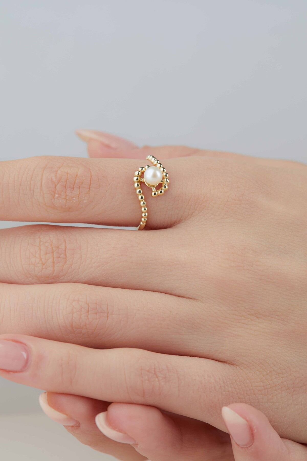 14 Ayar Altın İnci Yüzük