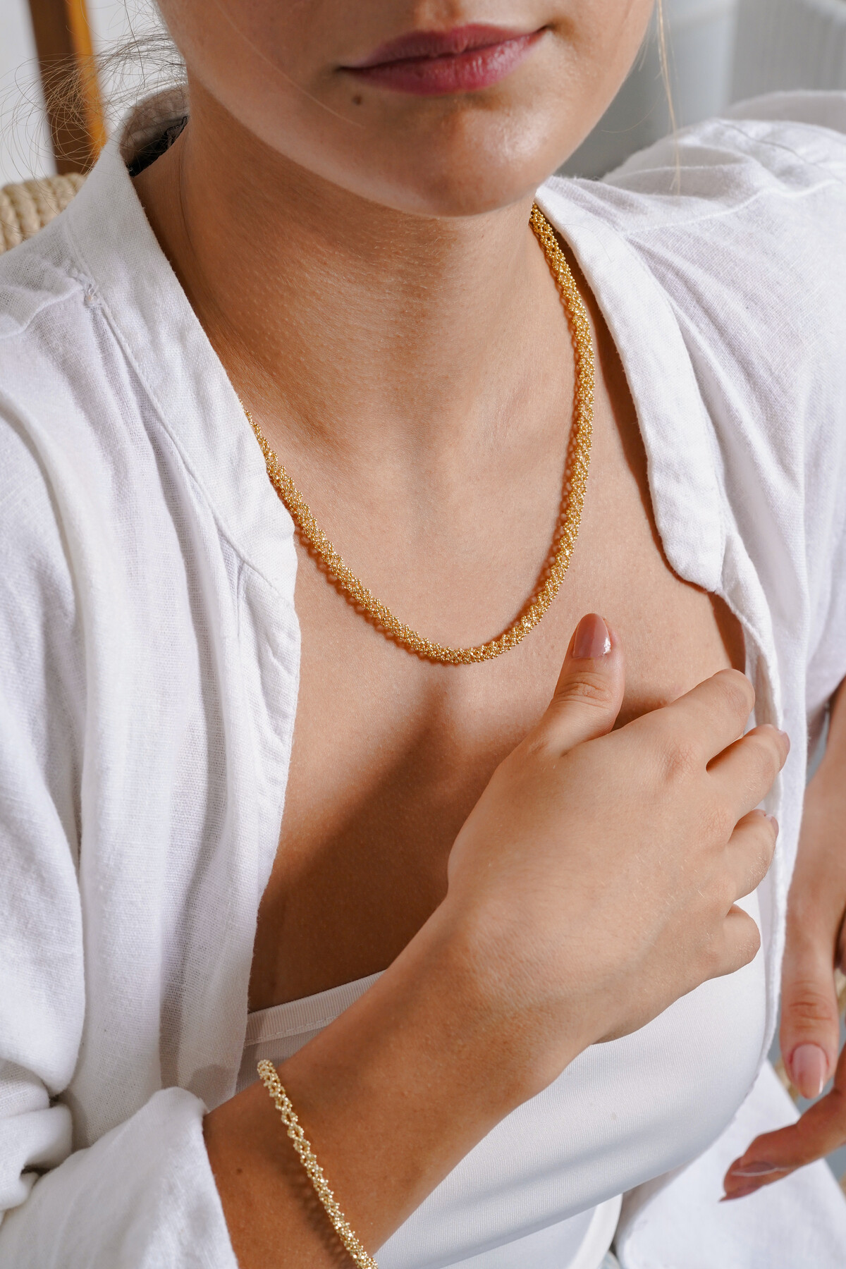 14 Ayar Altın İtalyan El İşi Set