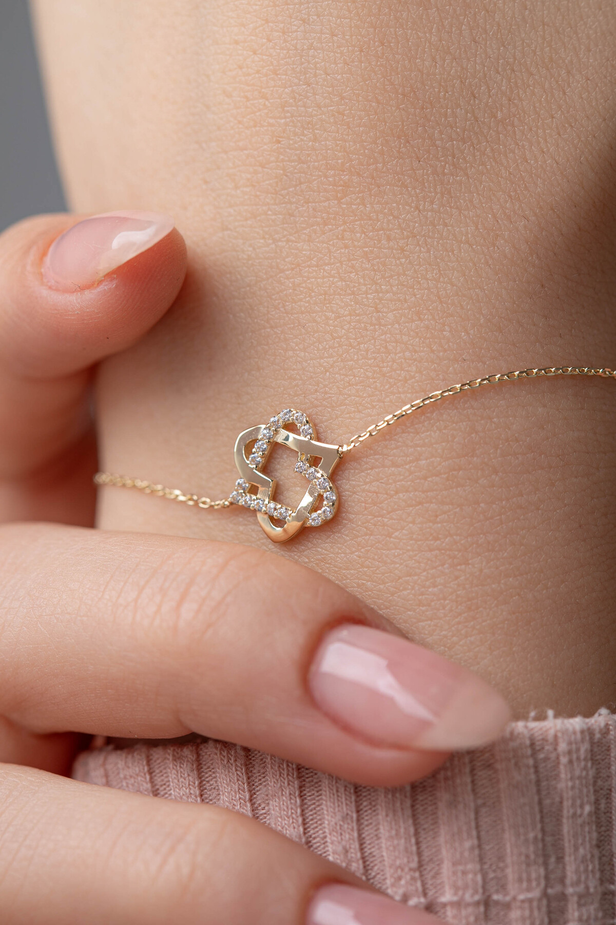 14 Ayar Altın Kalp Bileklik