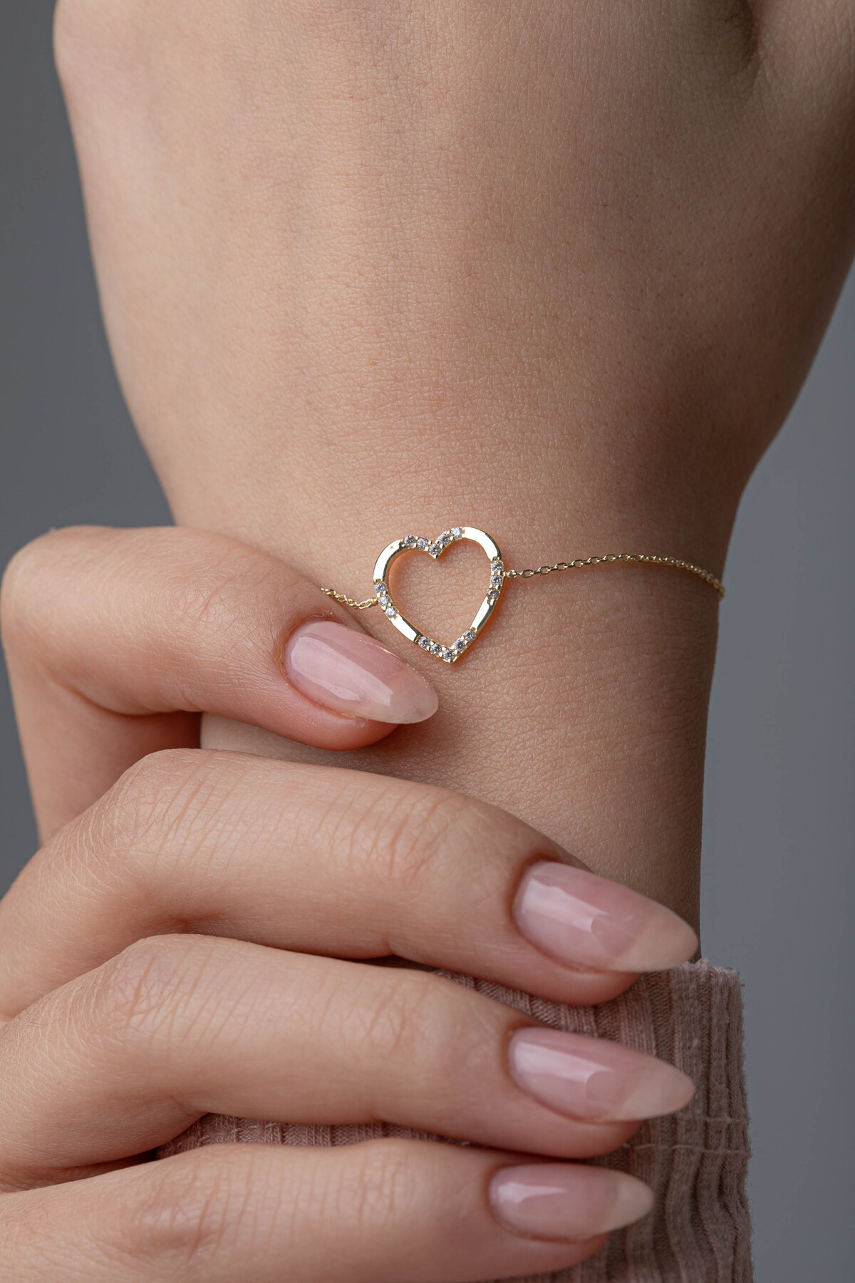 14 Ayar Altın Kalp Bileklik