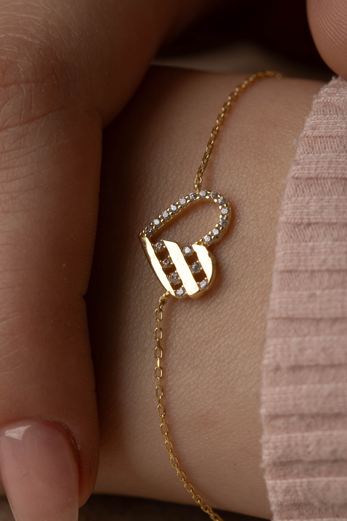 14 Ayar Altın Kalp Bileklik