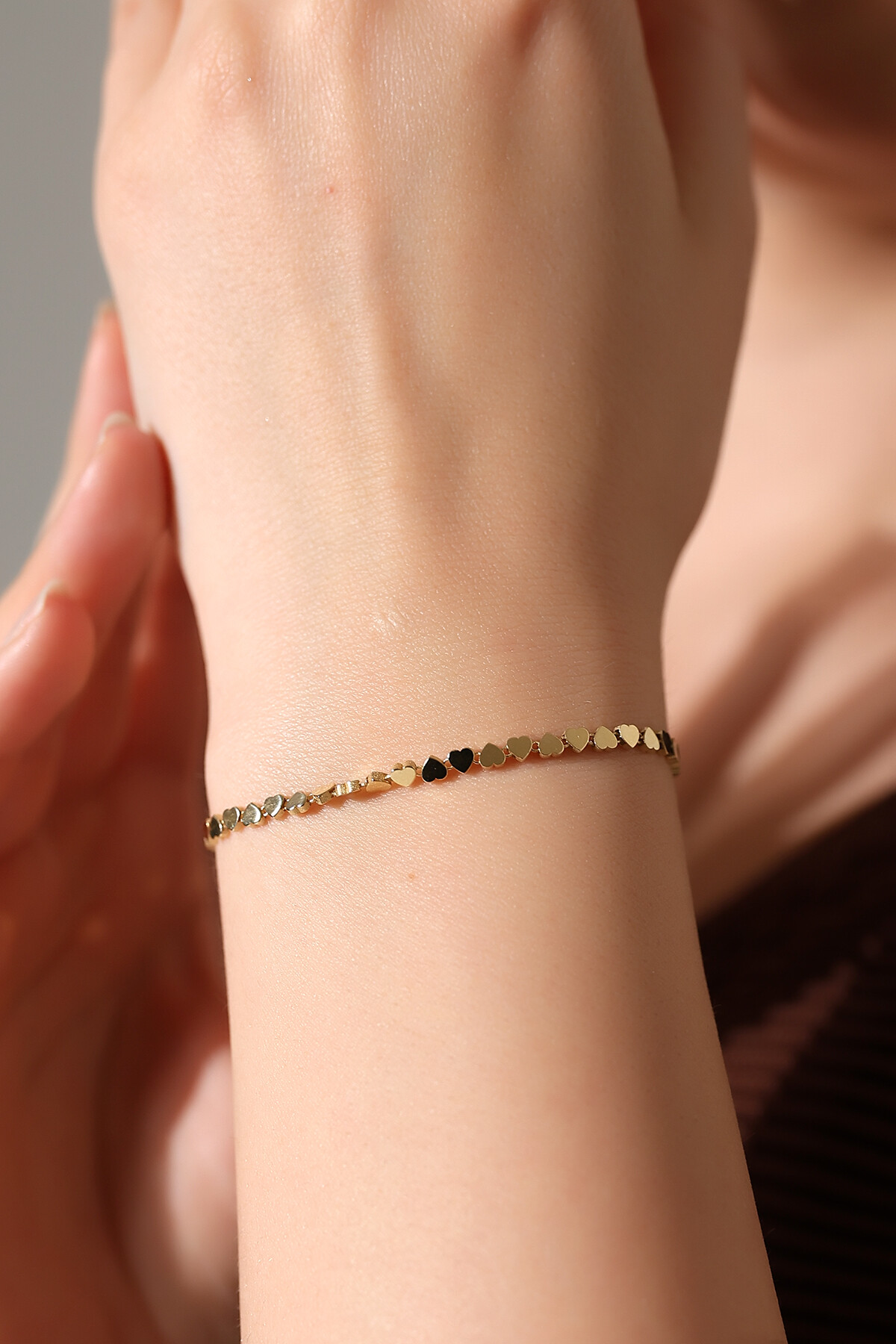 14 Ayar Altın Kalp Bileklik