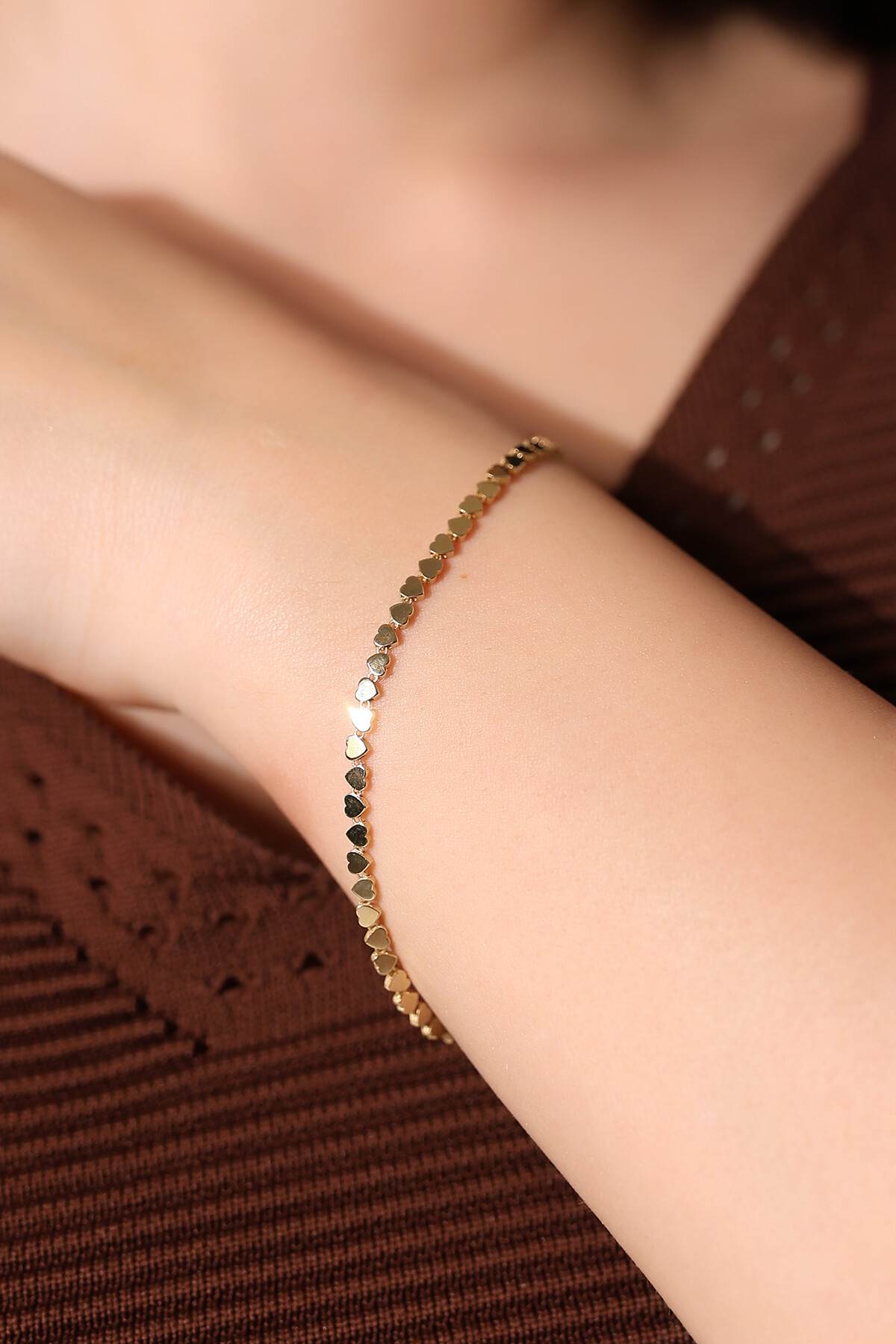 14 Ayar Altın Kalp Bileklik