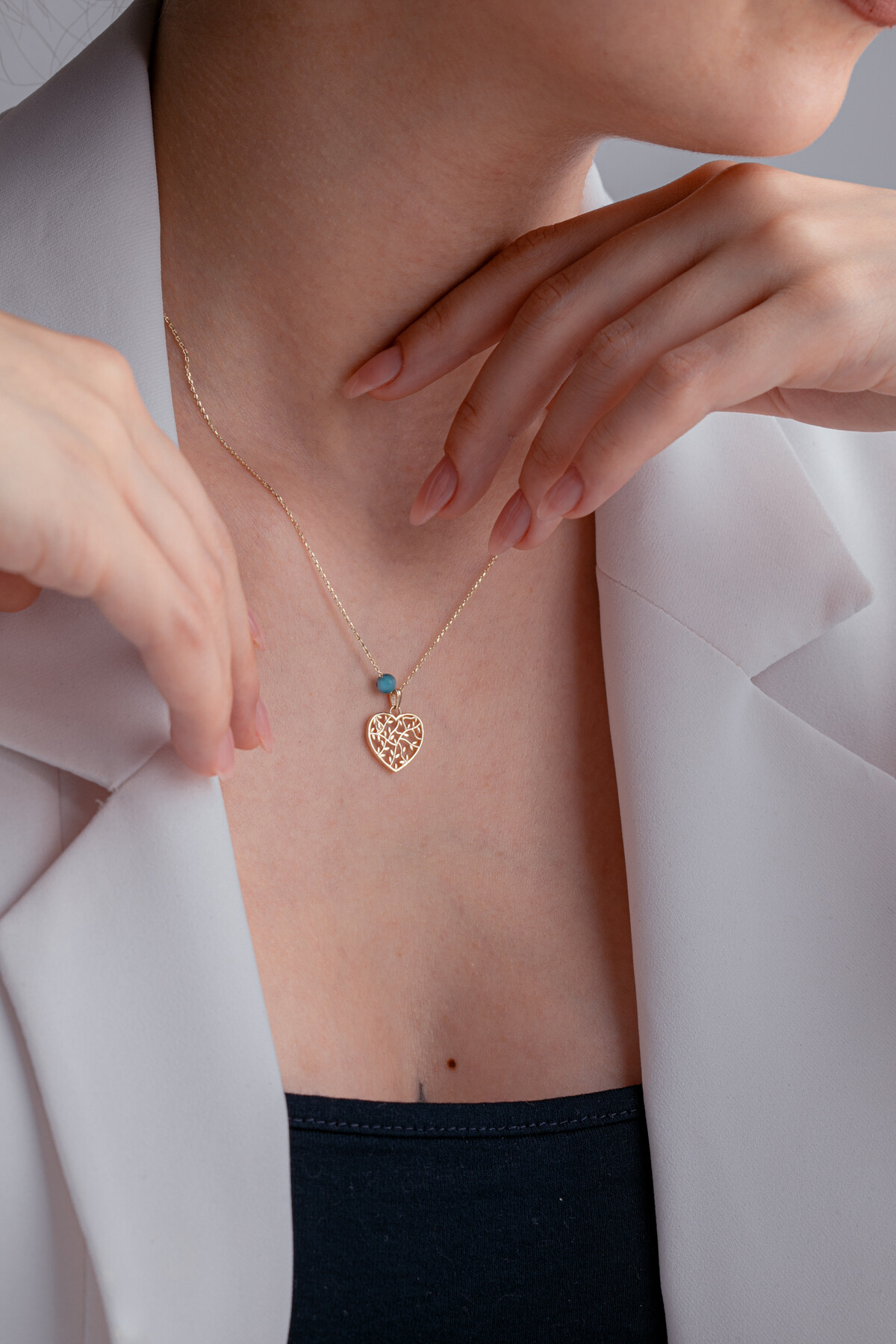 14 Ayar Altın Kalp Kolye