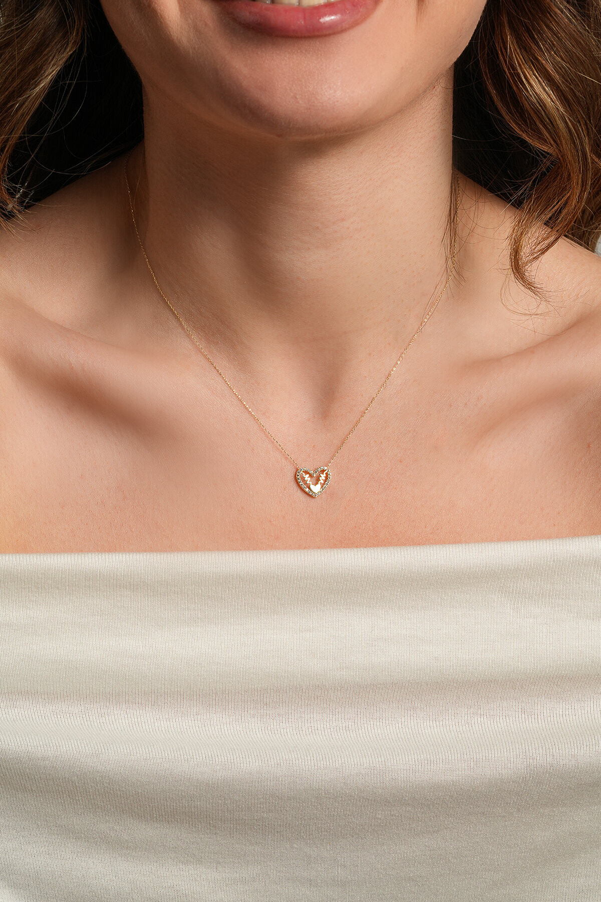14 Ayar Altın Kalp Kolye