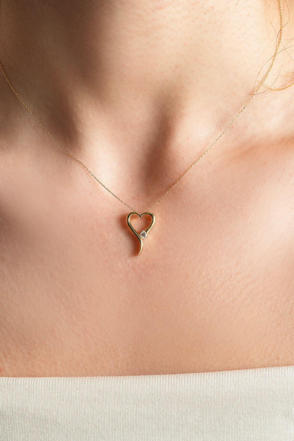 14 Ayar Altın Kalp Kolye