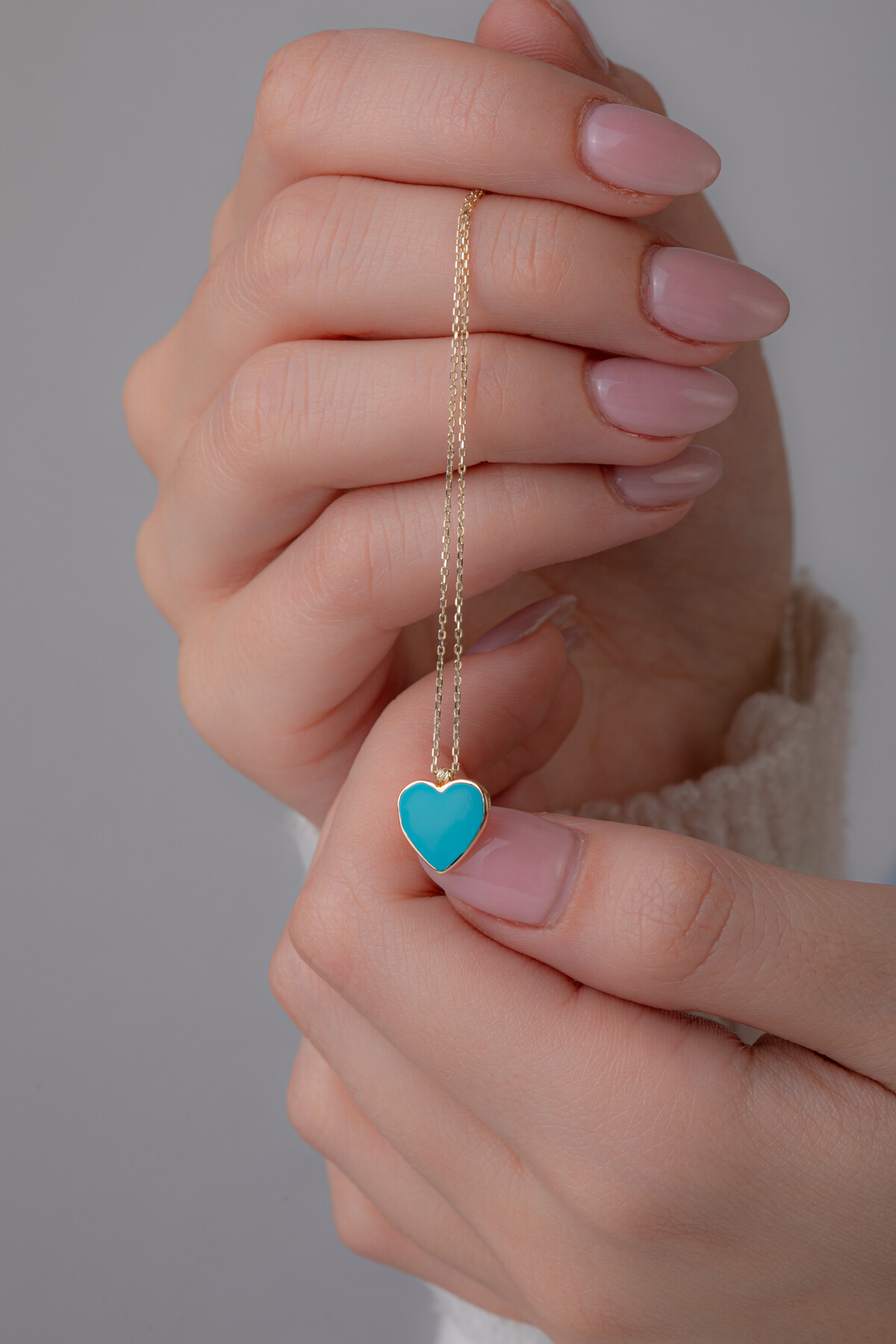 14 Ayar Altın Kalp Mineli Kolye