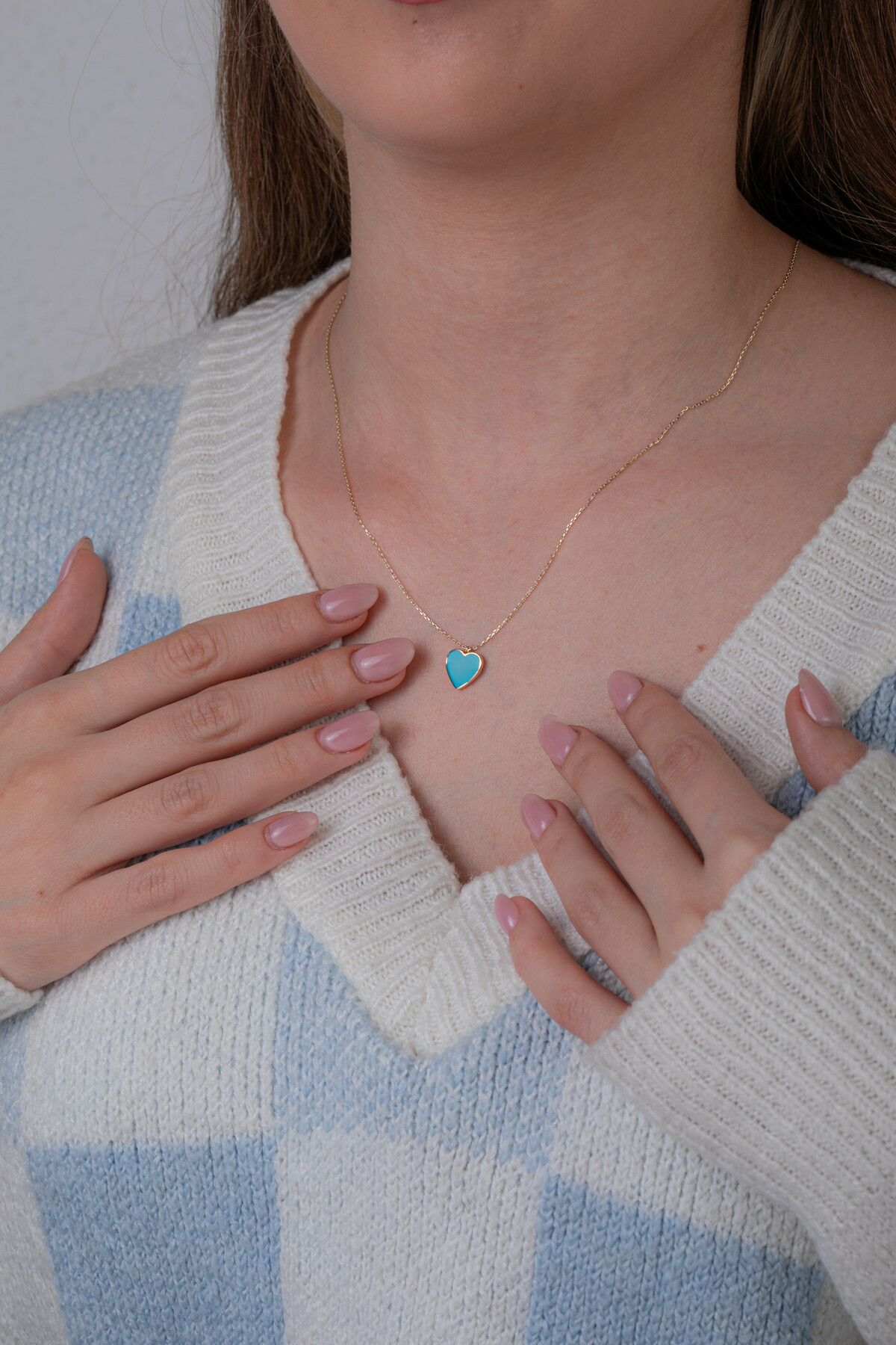 14 Ayar Altın Kalp Mineli Kolye