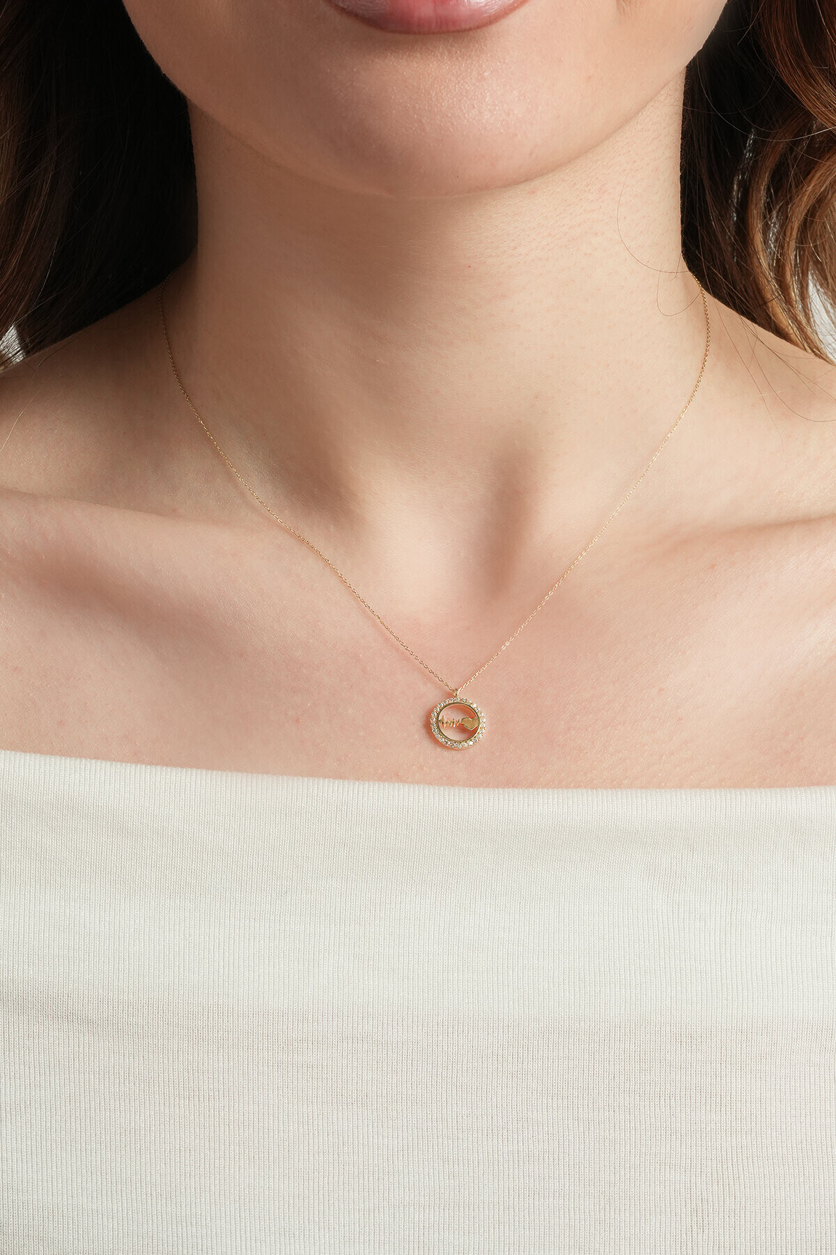 14 Ayar Altın Kalp Ritim Kolye