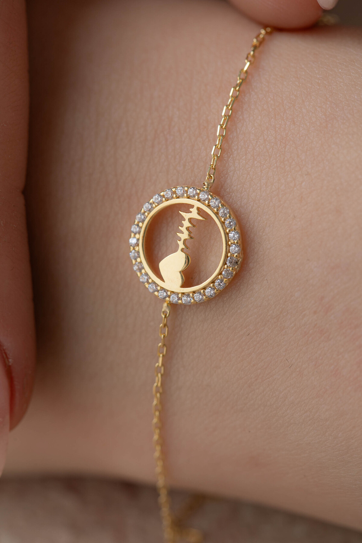 14 Ayar Altın Kalp Ritmi Bileklik