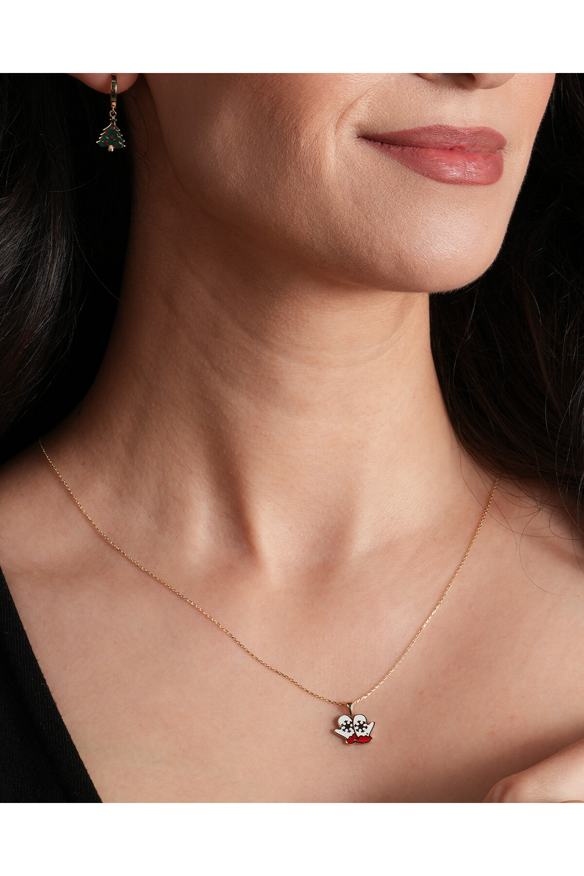 14 Ayar Altın Kar Eldiveni Kolye