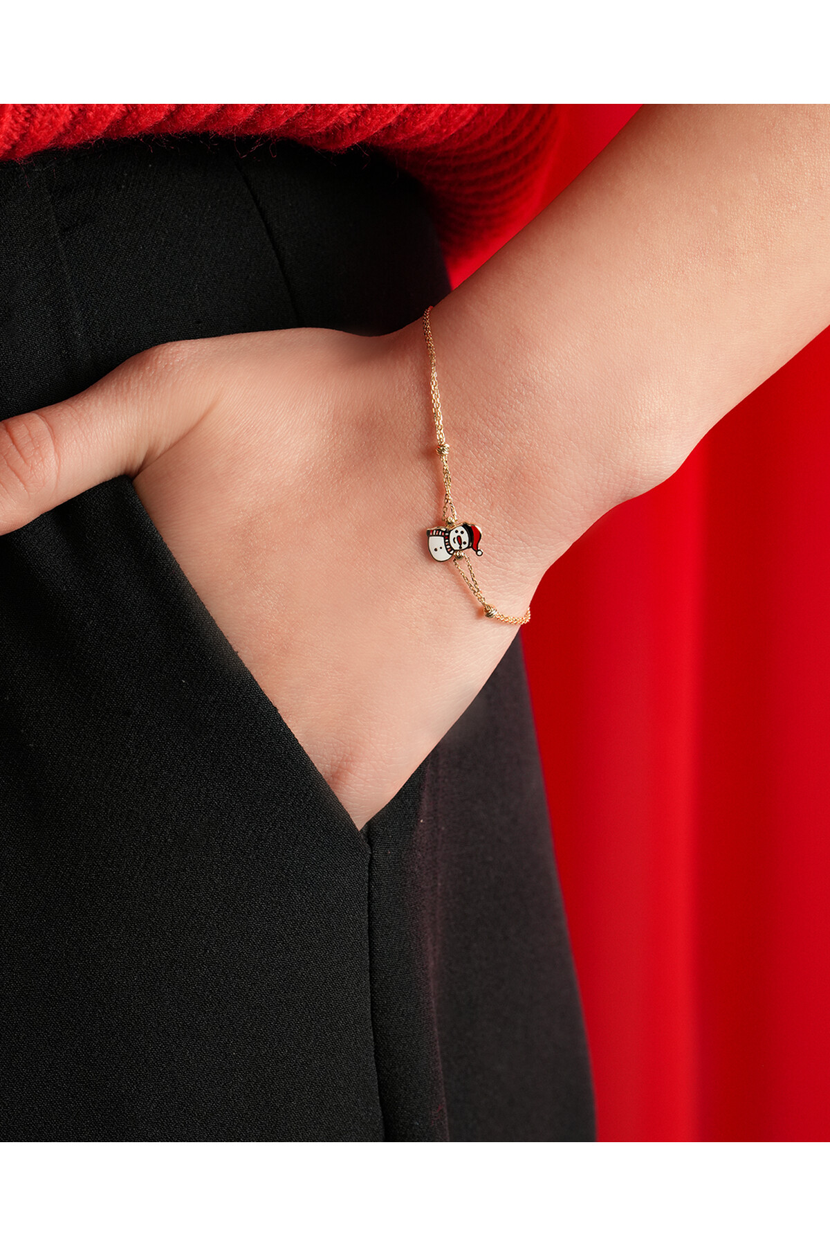 14 Ayar Altın Kardan Adam Bileklik