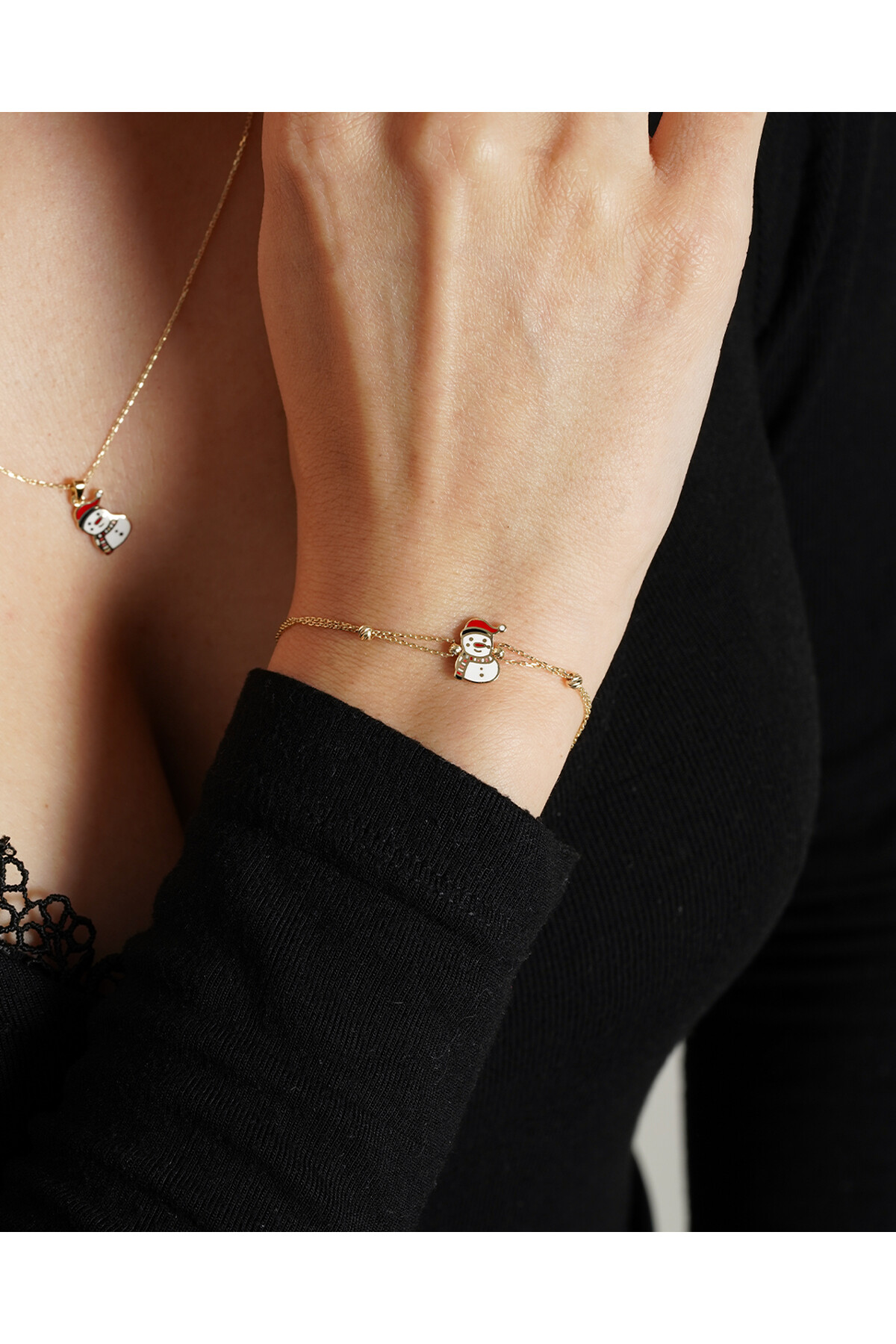 14 Ayar Altın Kardan Adam Bileklik