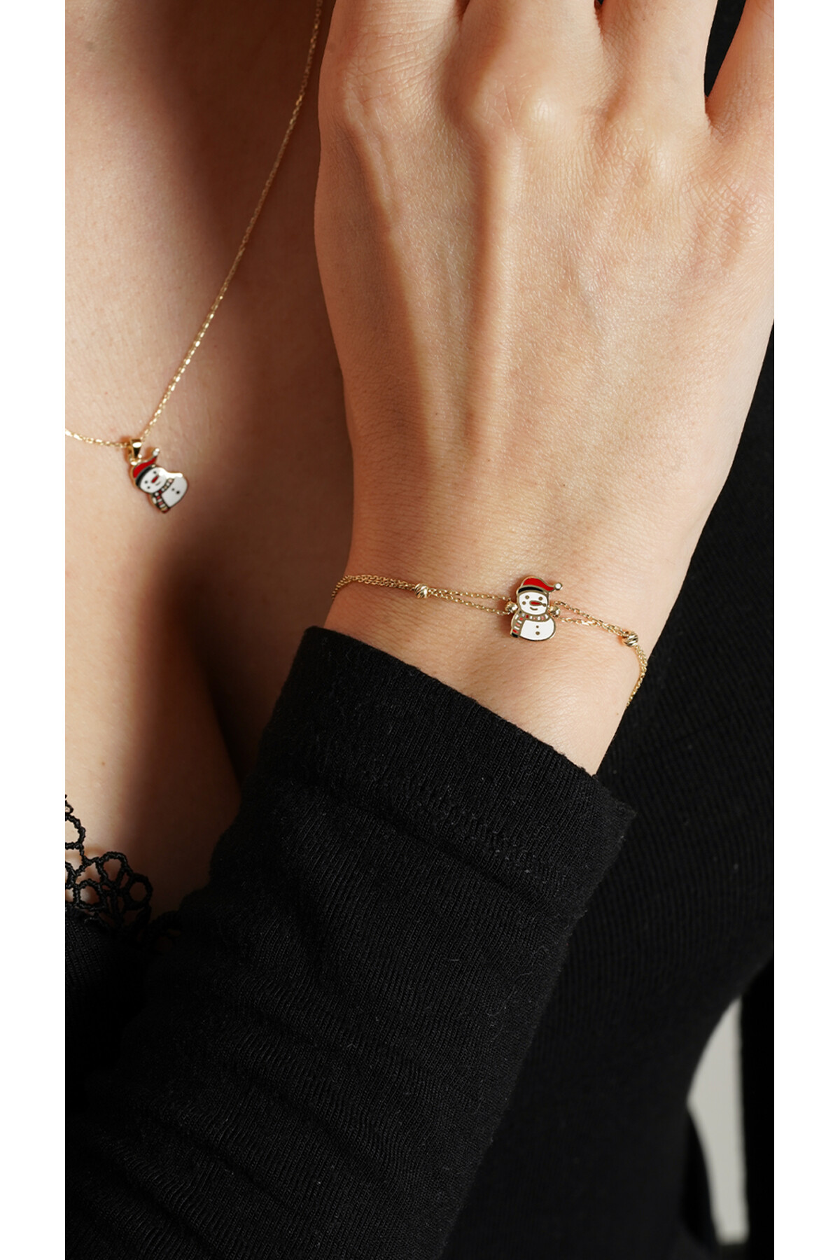 14 Ayar Altın Kardan Adam Bileklik