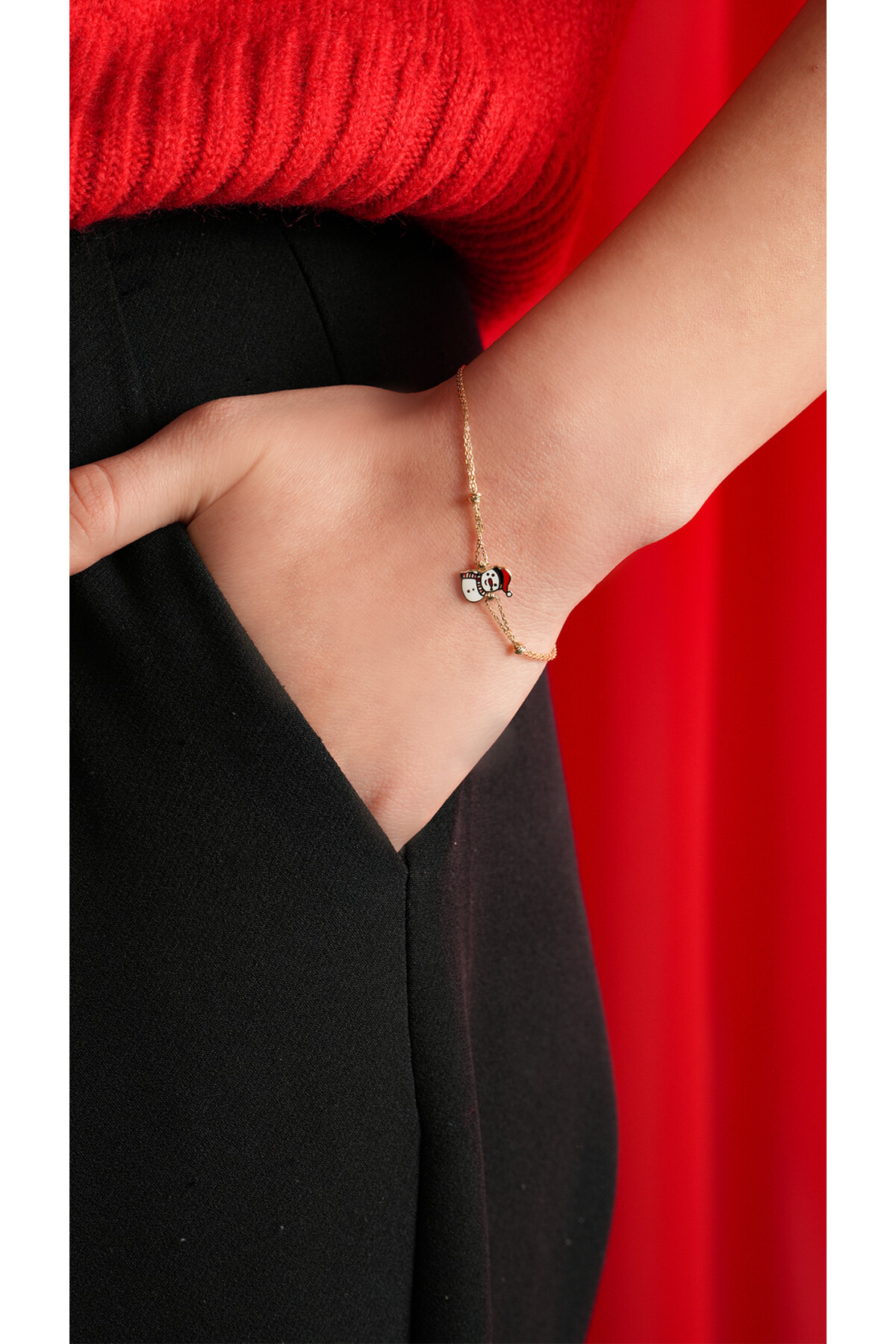 14 Ayar Altın Kardan Adam Bileklik