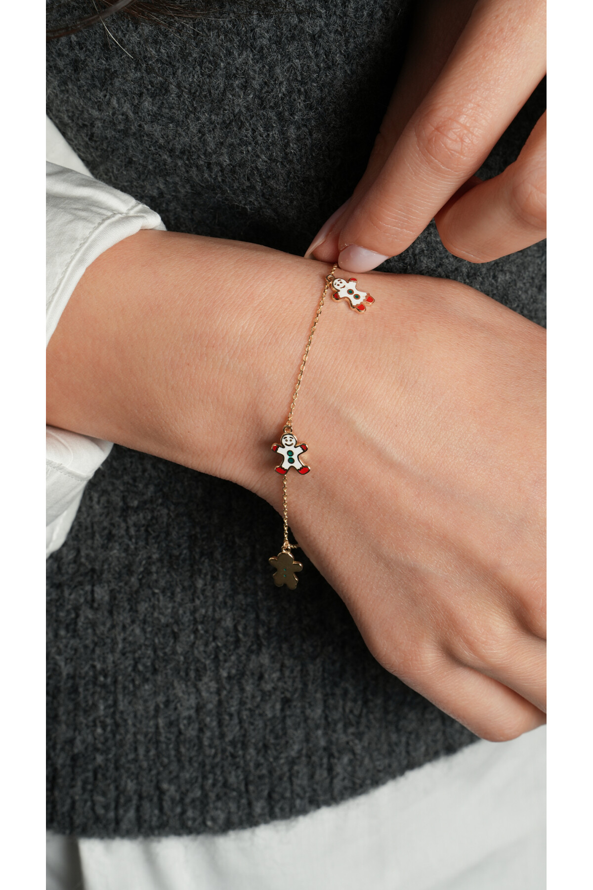 14 Ayar Altın Kardan Adam Charm Bileklik