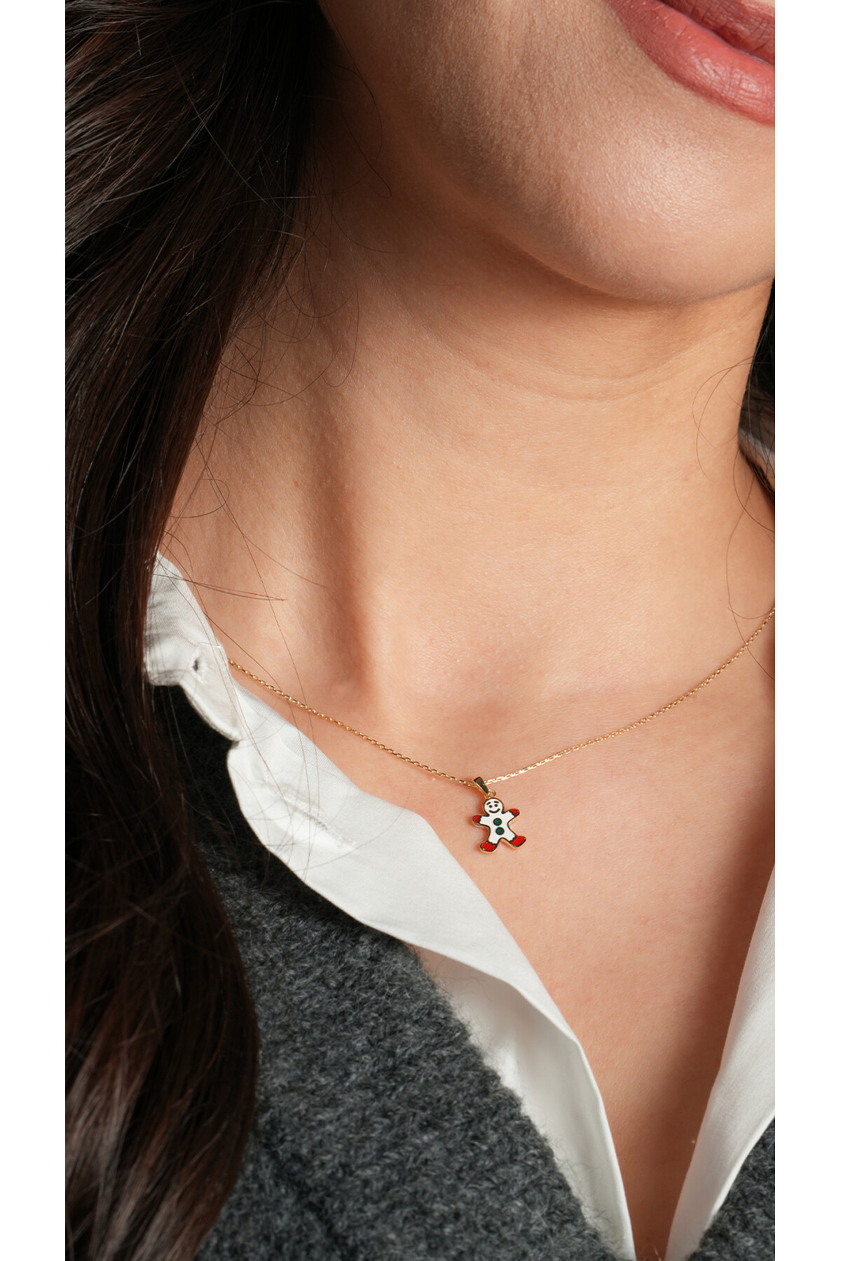 14 Ayar Altın Kardan Adam Kolye