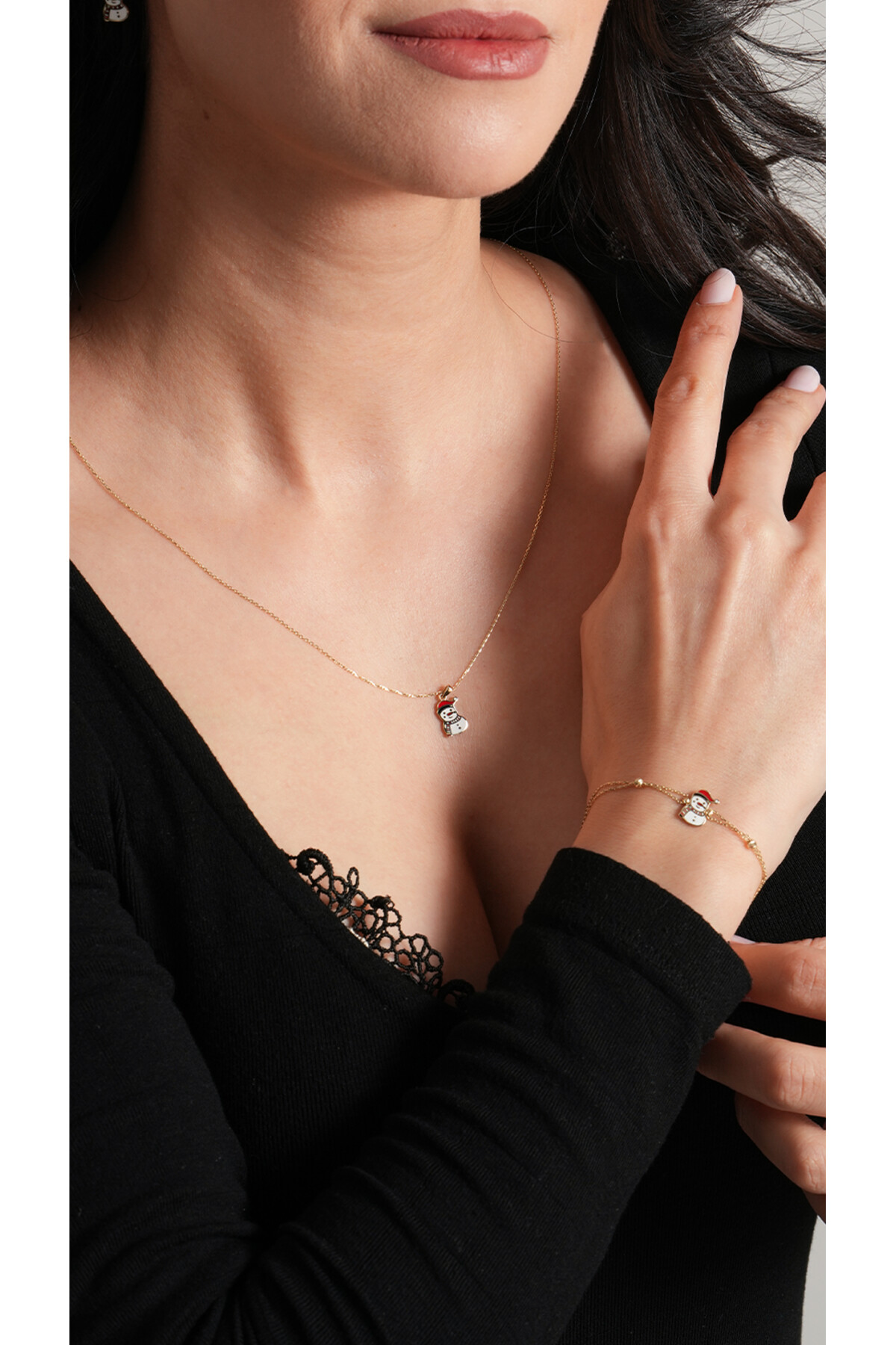 14 Ayar Altın Kardan Adam Kolye