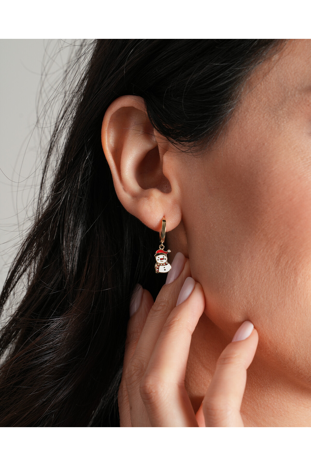 14 Ayar Altın Kardan Adam Küpe